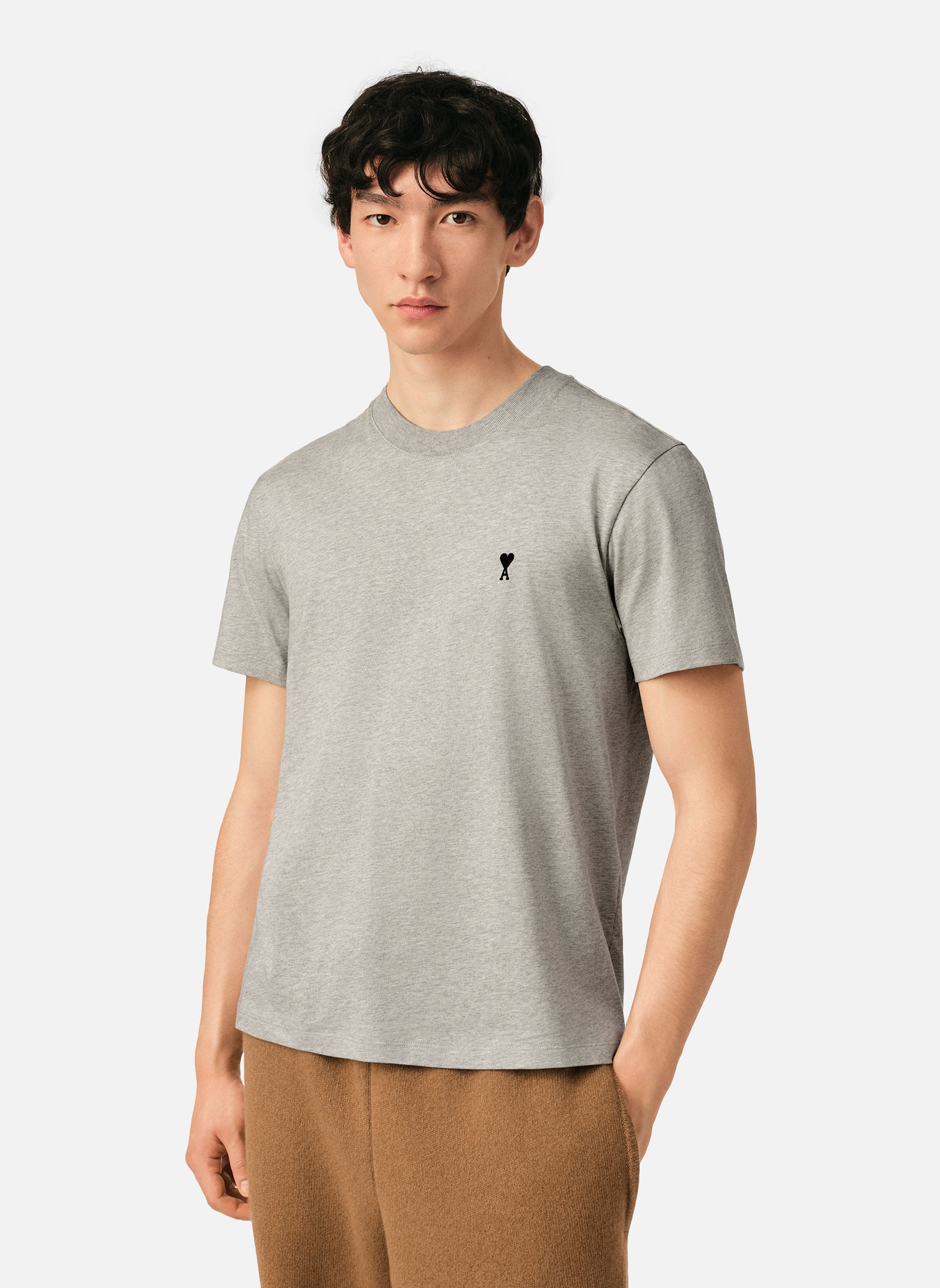 T-shirt ami de coeur en coton AMI PARIS Gris