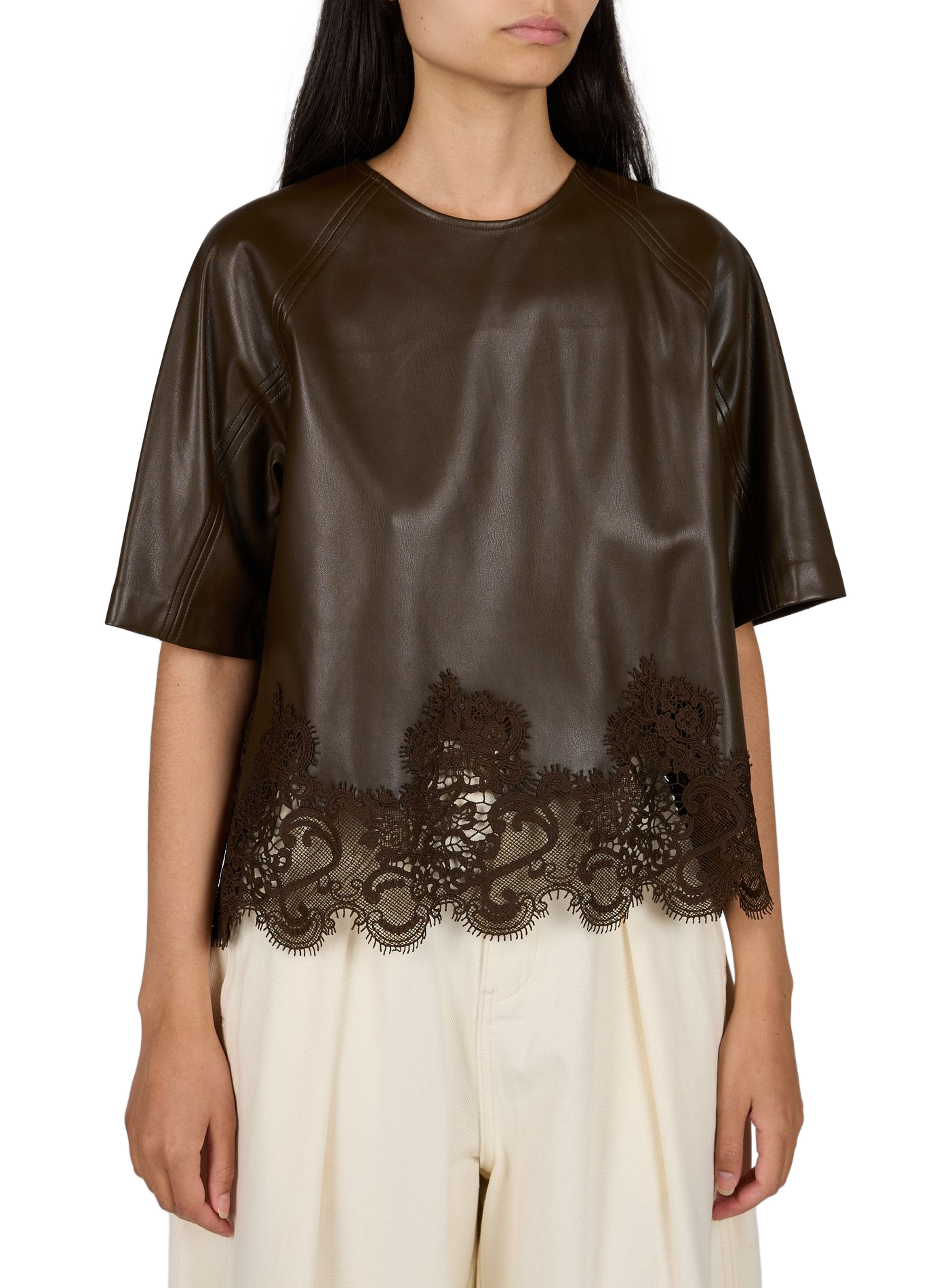 Gerade geschnittenes T-Shirt mit Stickerei SUNCOO Khaki