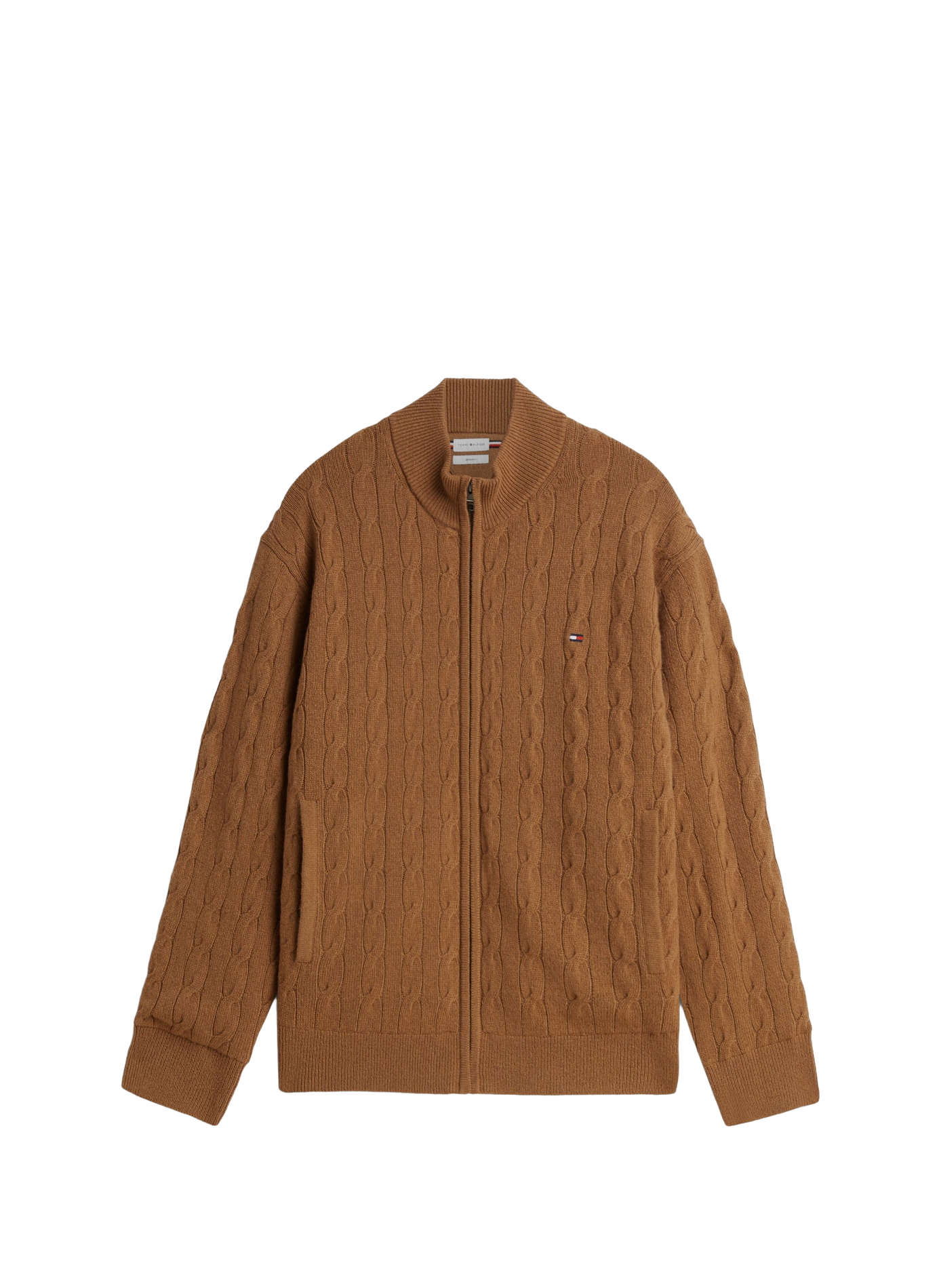 Pull droit col montant torsadé en laine  Timeless tawny heather