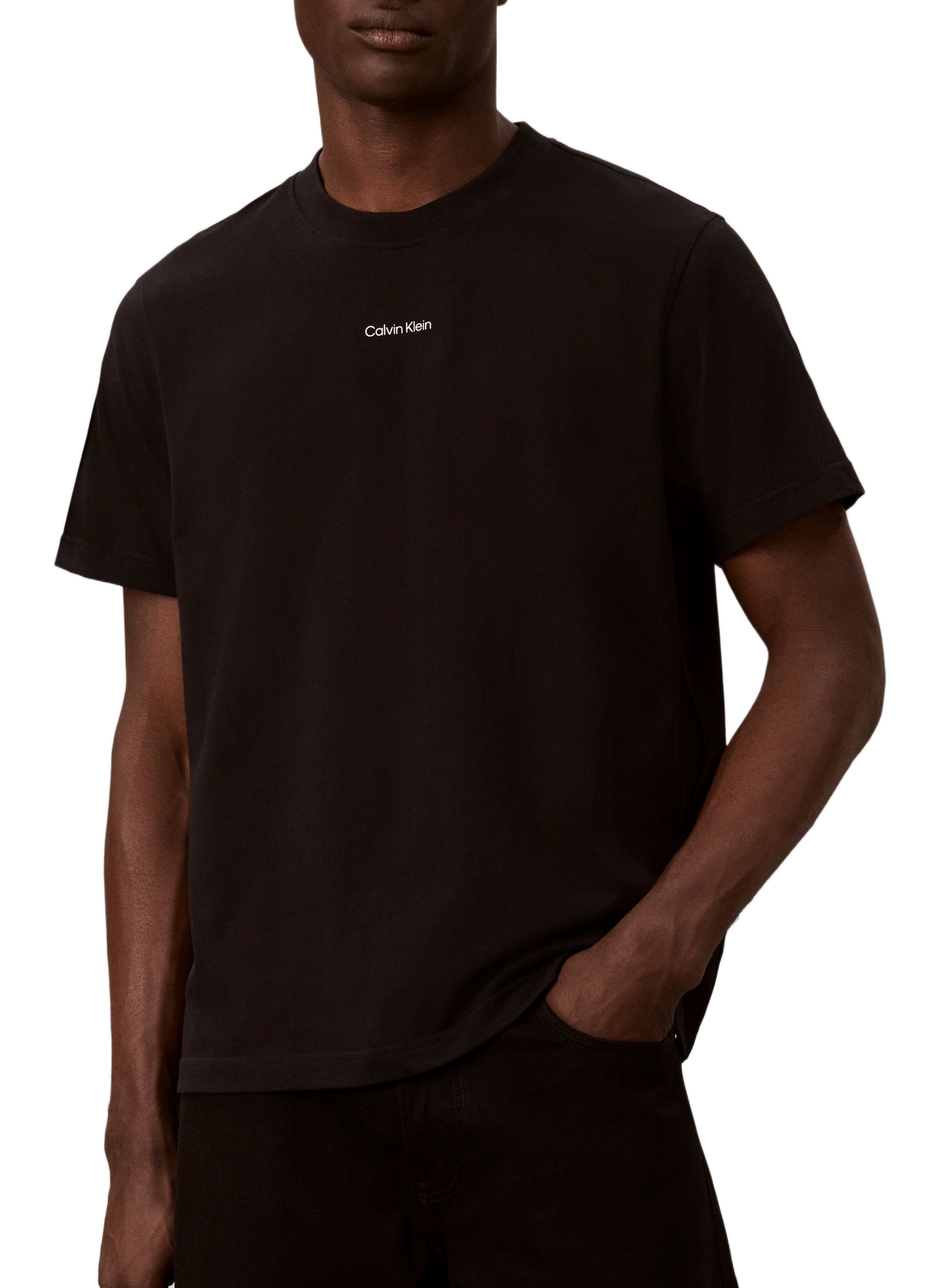 T-shirt manches courtes à logo en coton CALVIN KLEIN Zwart