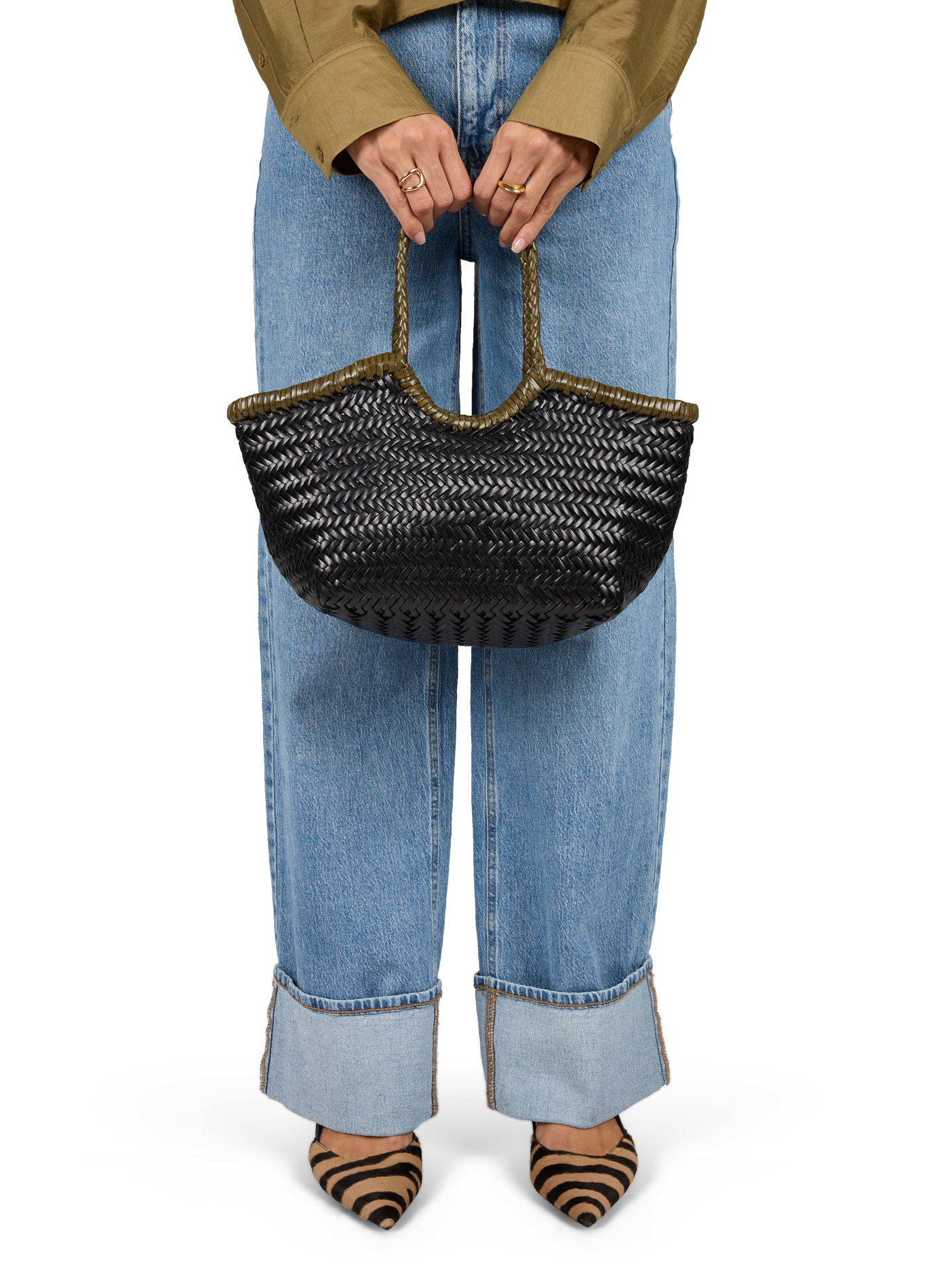 Geflochtene Ledertasche DRAGON DIFFUSION Schwarz