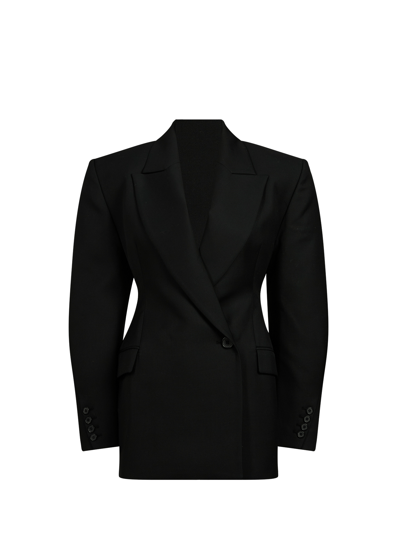 Structured tailored-collar fitted blazer SOURCE UNKNOWN Black