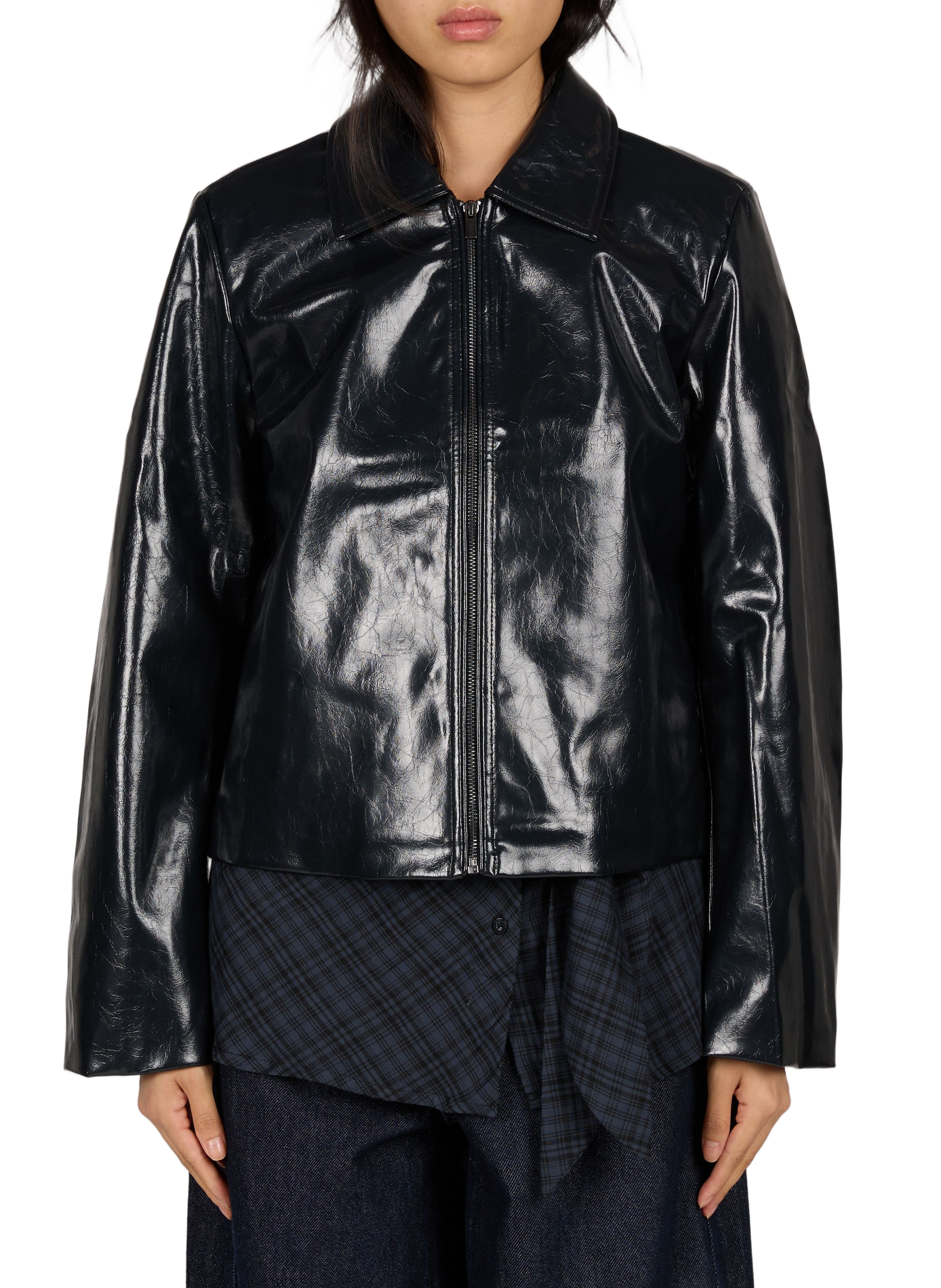 Vishinny Cropped Coated-Effect Jacket VILA Black