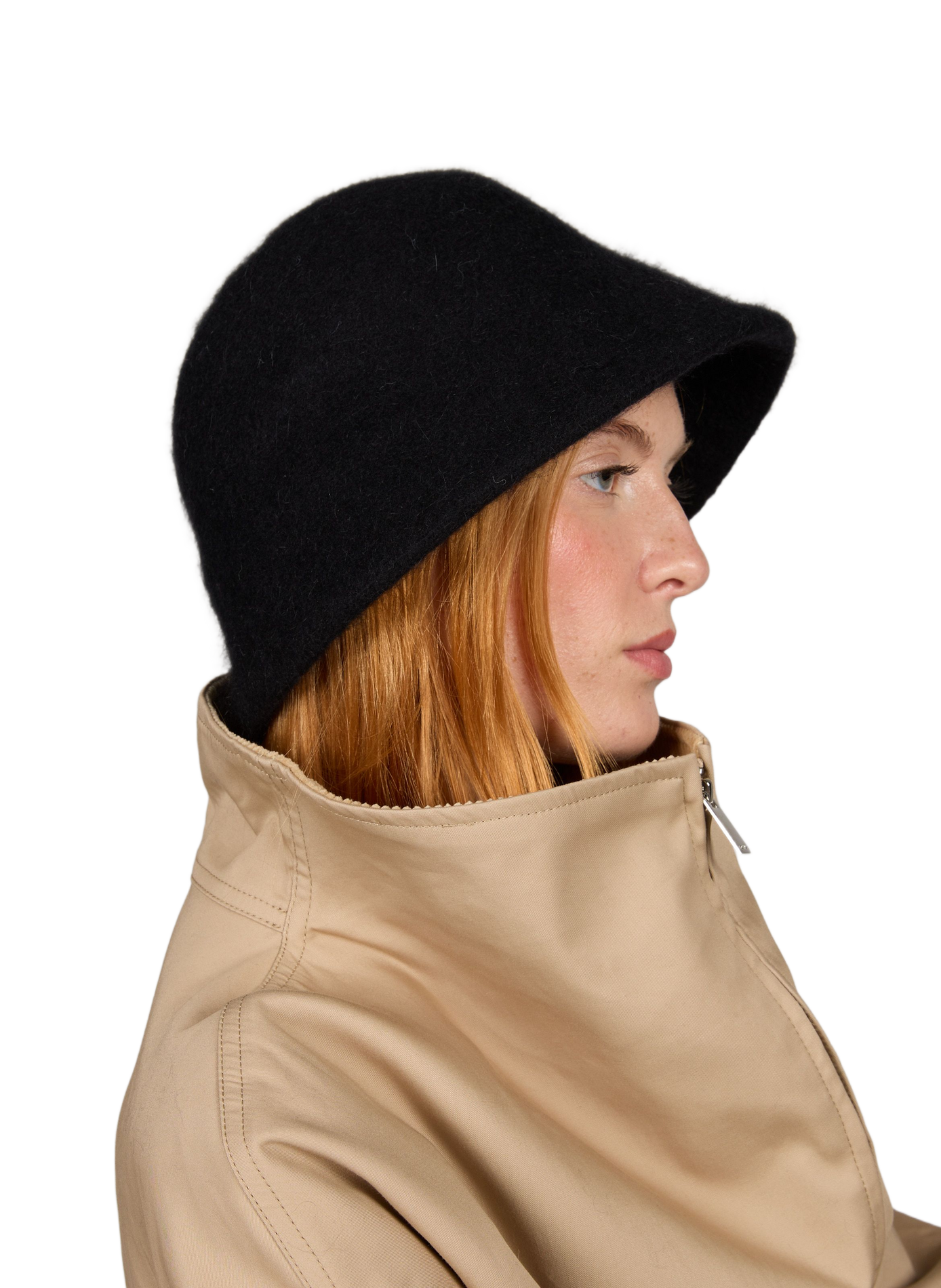 Einfarbiger Bucket Hat aus Wollmischung AU PRINTEMPS PARIS Schwarz