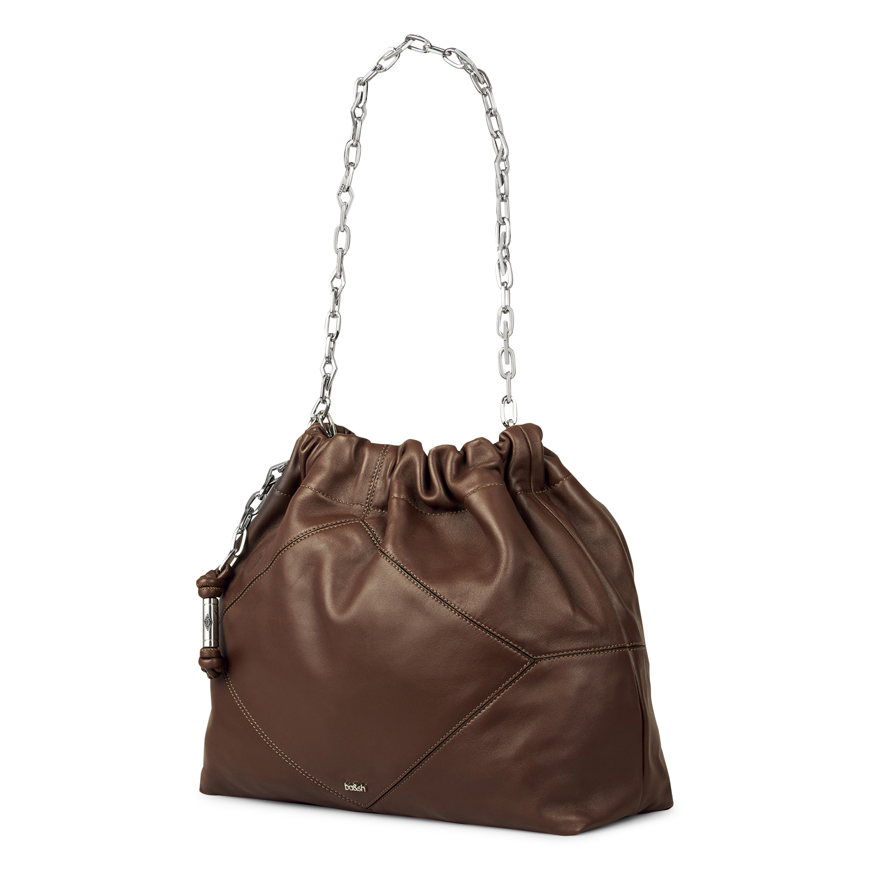 Tote bag à bandoulière chaîne en cuir june tote BA&SH Marron