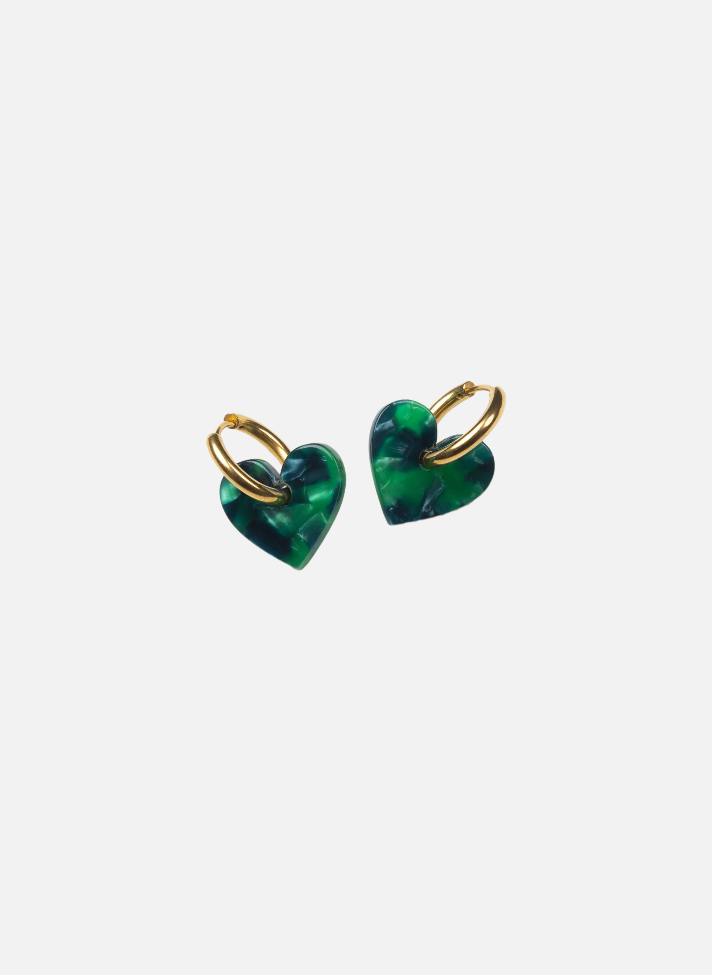 Boucles d'oreilles lova lova avec anneaux en acier inoxydable doré  Vertes