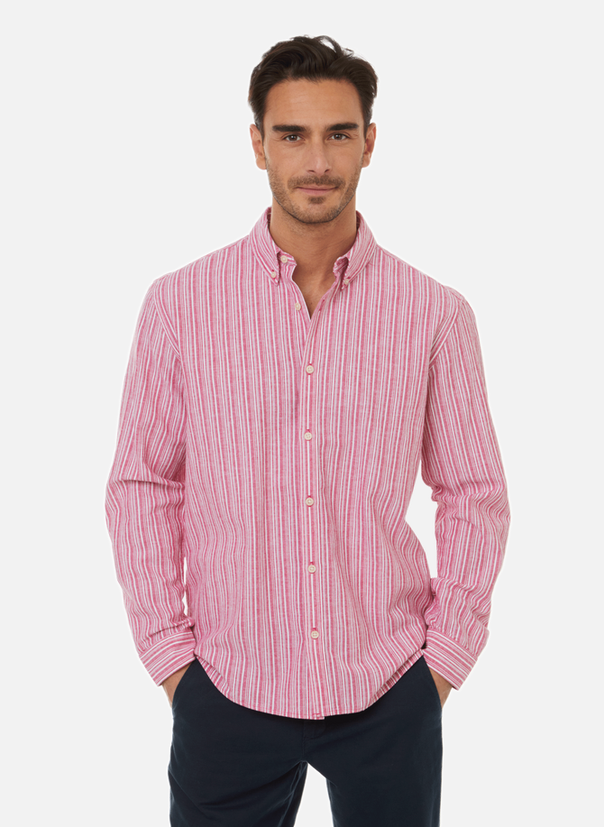 Striped cotton and linen shirt ESPRIT