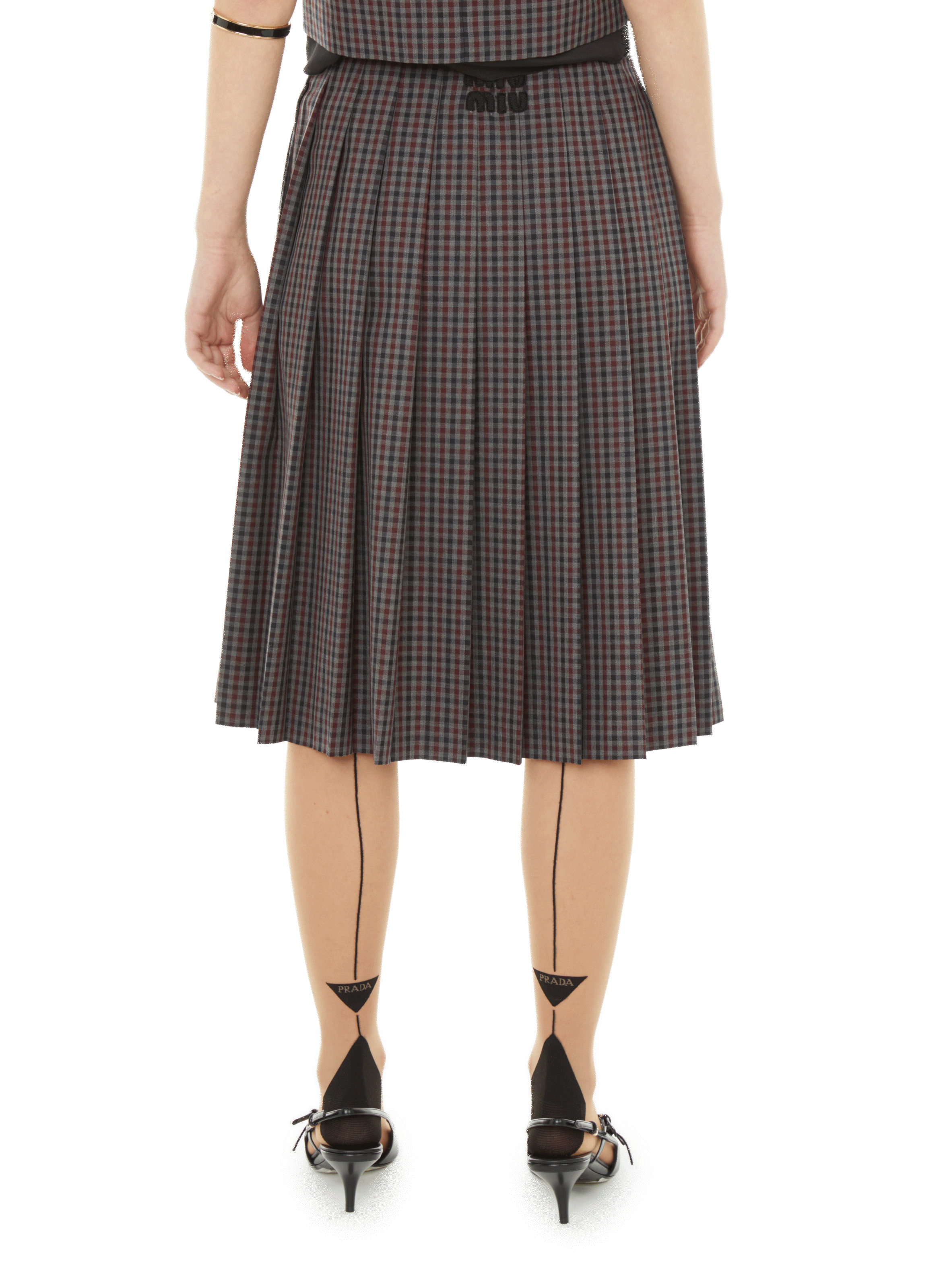 Jupe plissée à carreaux  MIU MIU Rouge