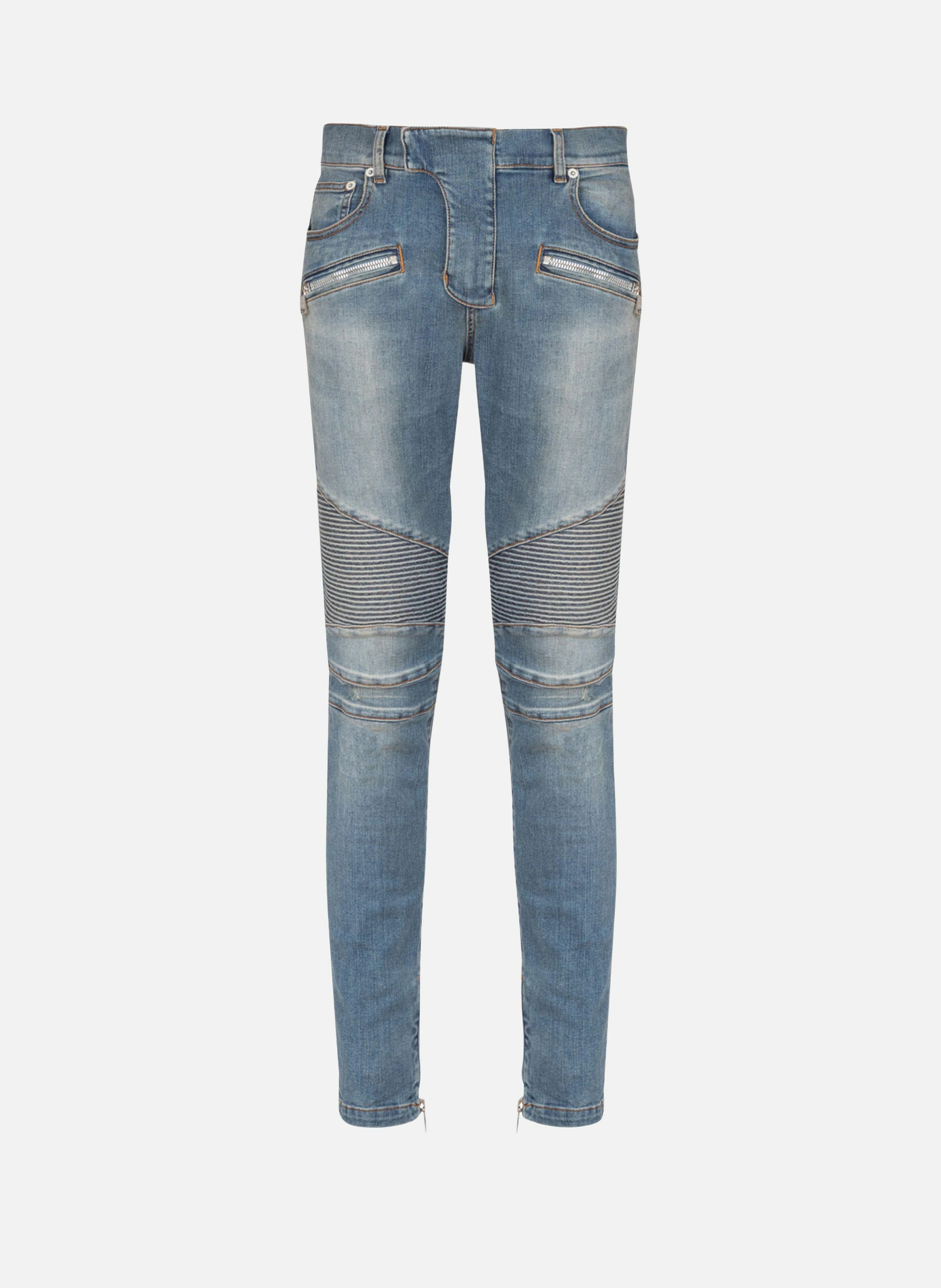 Jean biker slim en denim blue wash BALMAIN Bleu