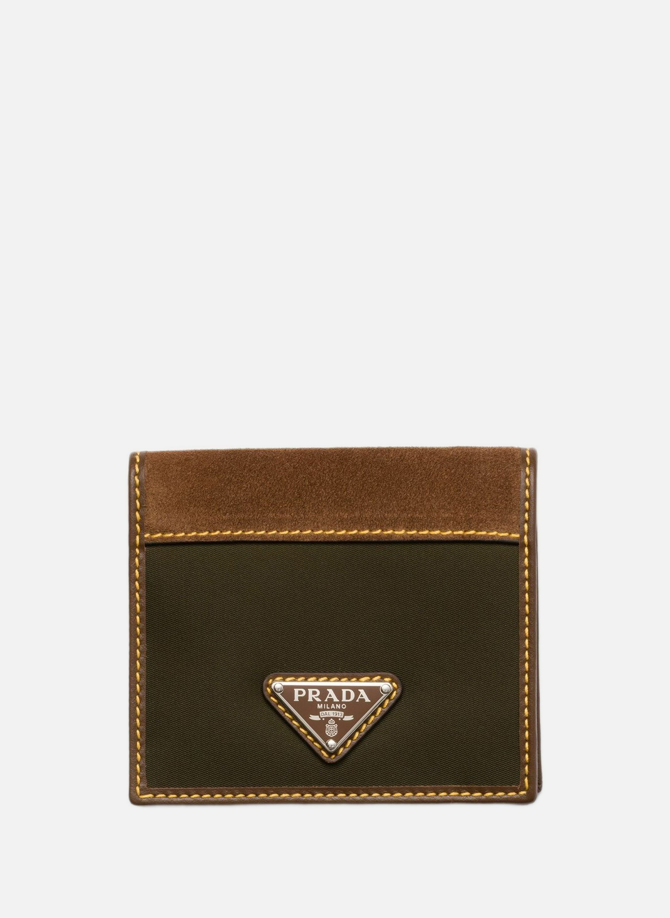 Portefeuille en re-nylon et cuir PRADA Vert