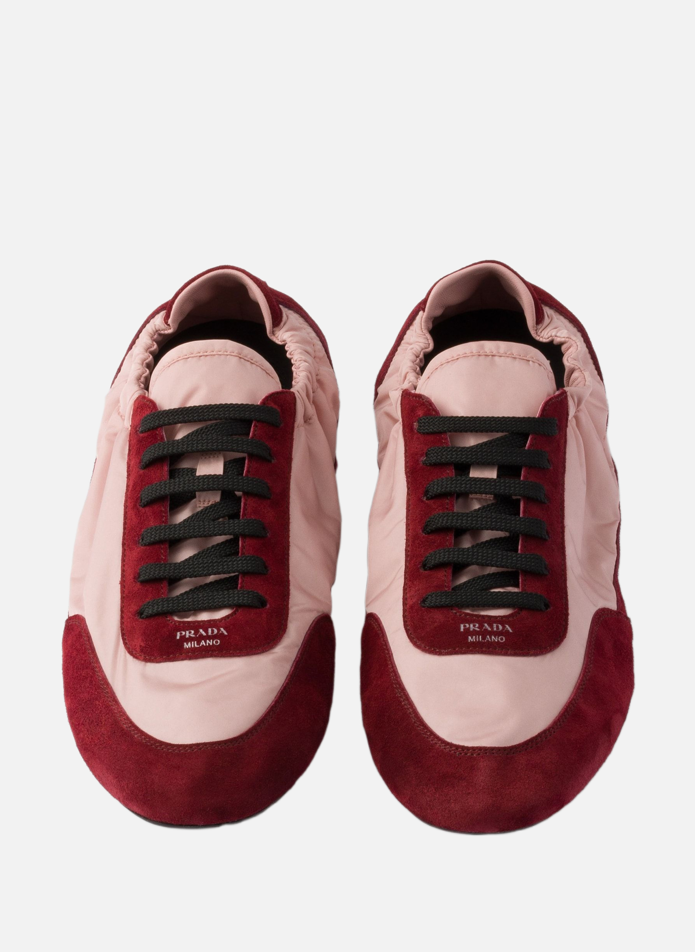 Baskets en re-nylon et en daim pliables PRADA Rose
