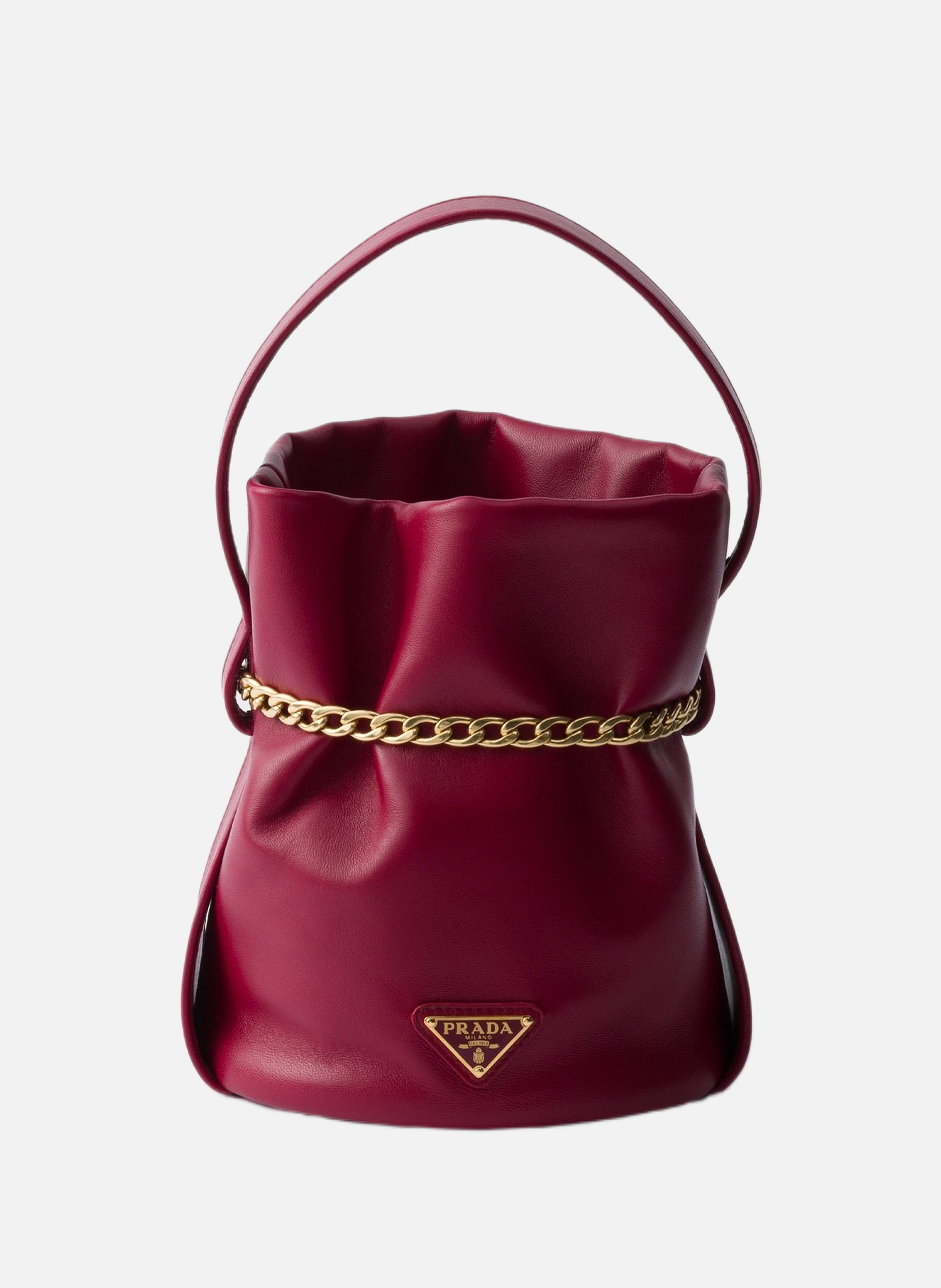 Petit sac seau en cuir nappa PRADA Rouge
