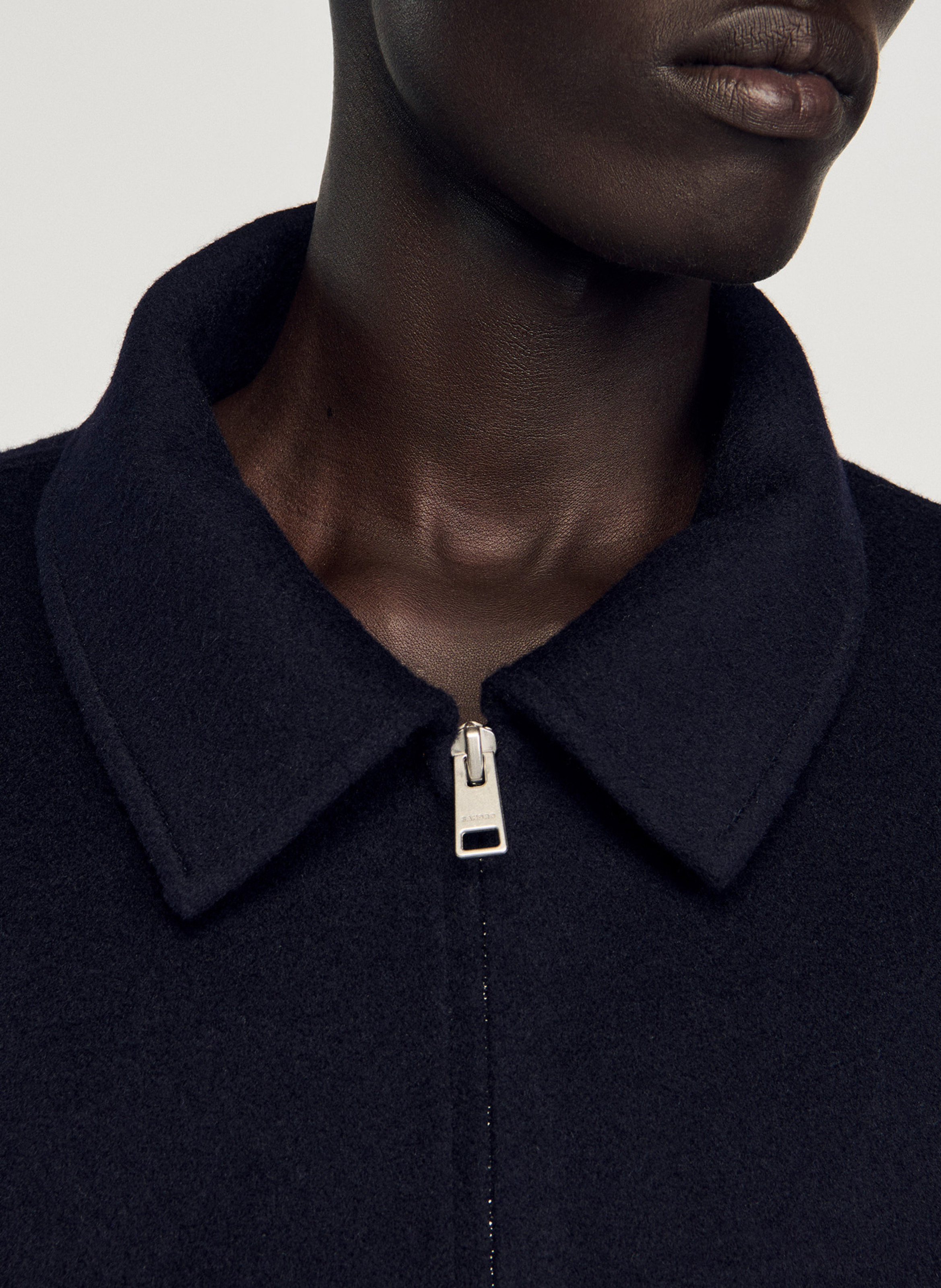 Surchemise dcol classique droite en laine mélangée SANDRO Bleu