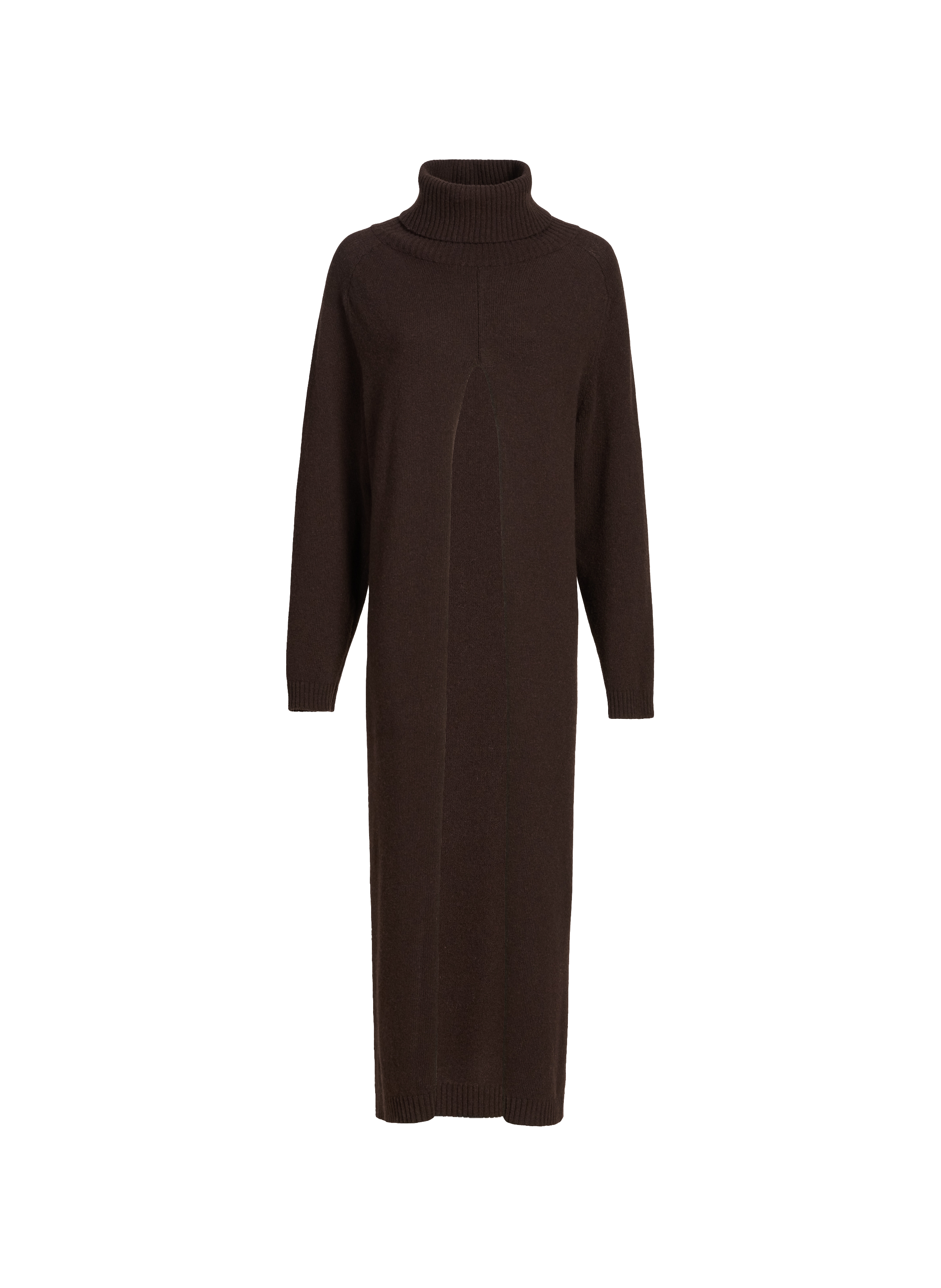 Pull col roulé long en laine mélangée SAISON 1865 Marron