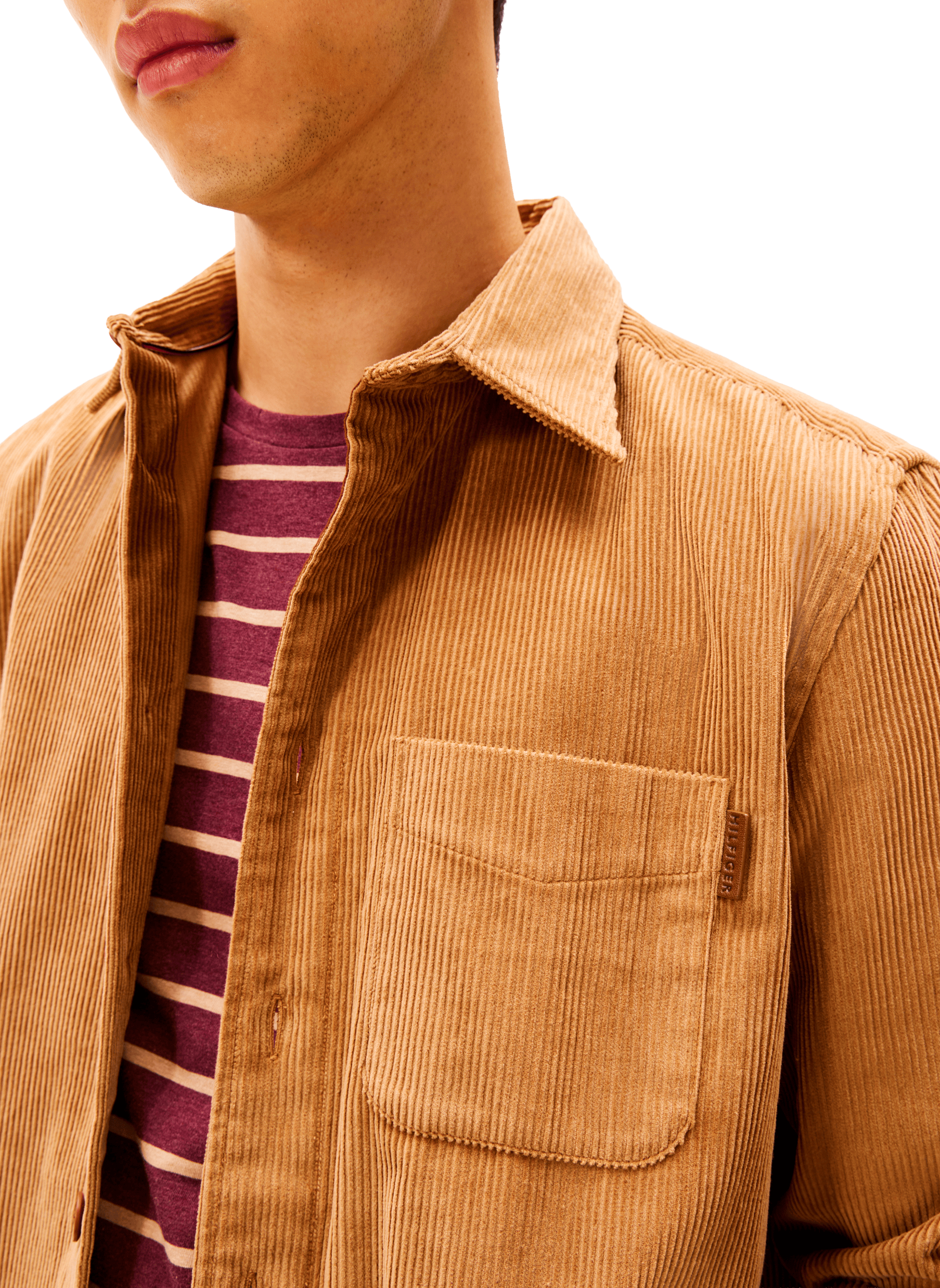 Chemise col classique manches contrastantes en coton TOMMY HILFIGER Brown