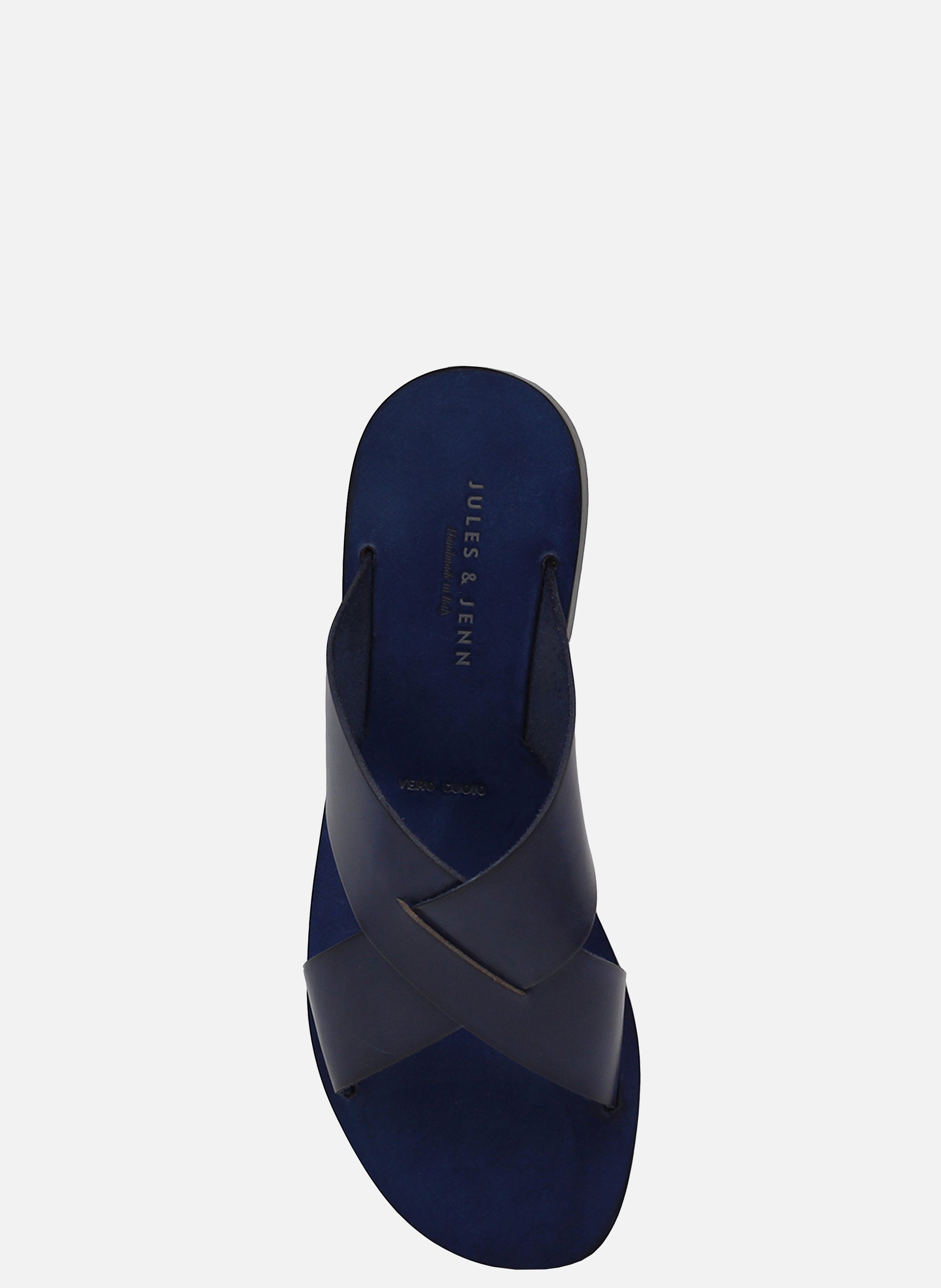 Mules plates cuir lisse JULES & JENN Bleu