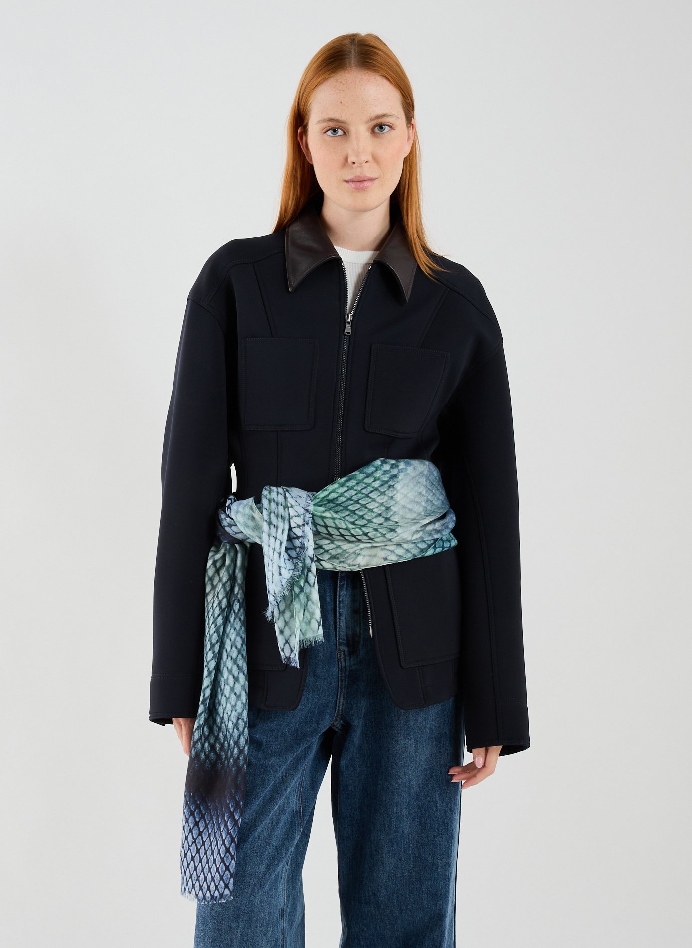 Foulard à motif AU PRINTEMPS PARIS Bleu