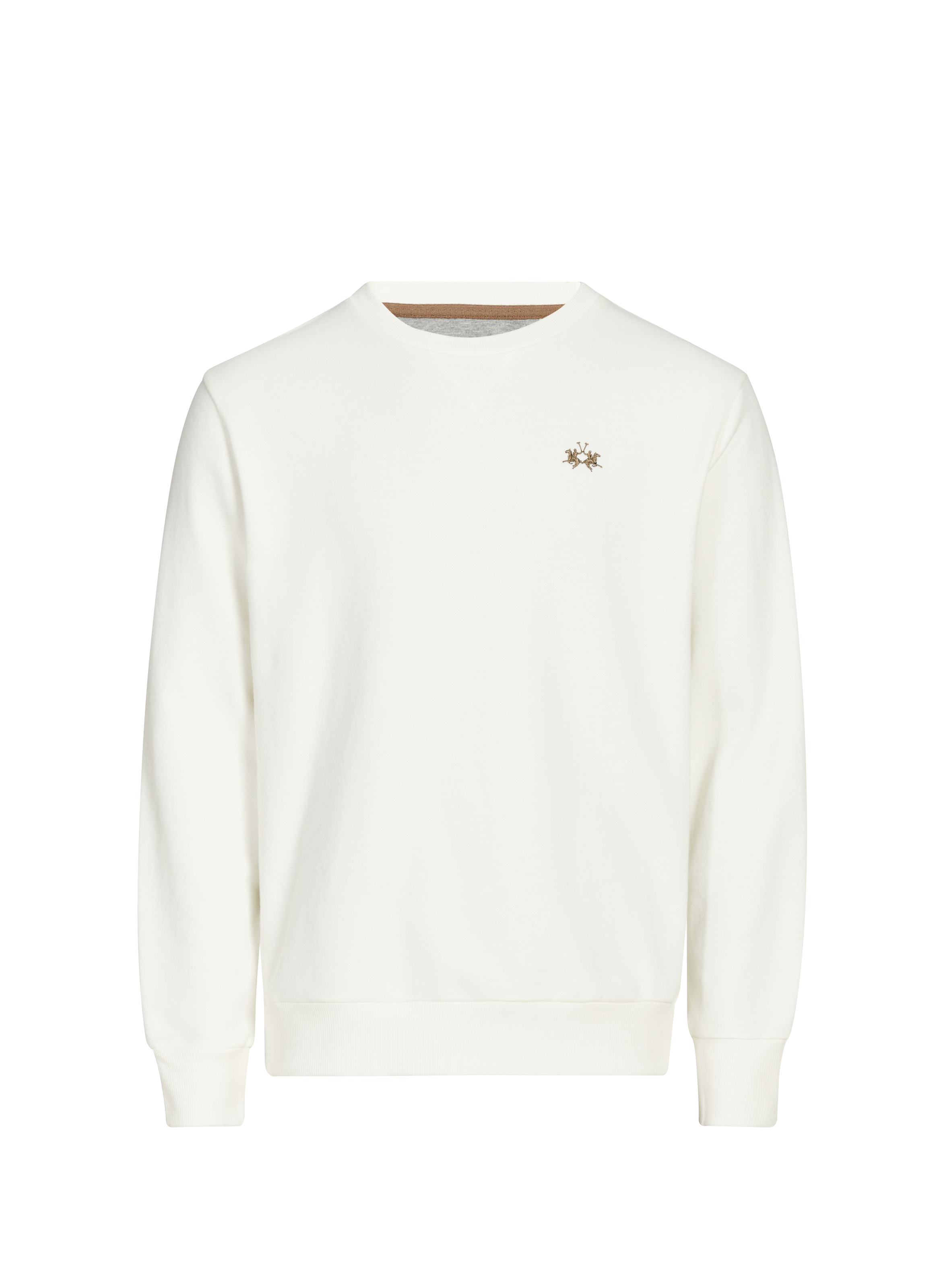 Pull droit col rond en coton LA MARTINA Blanc