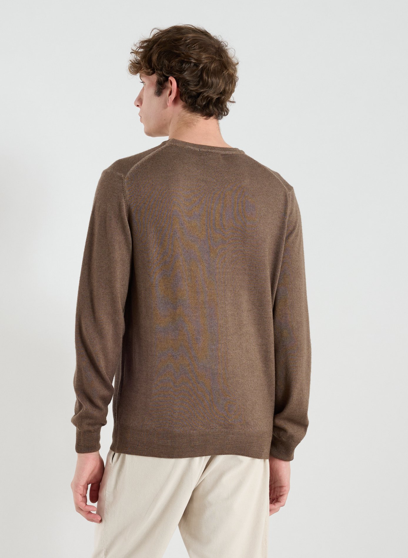 Pull col rond en laine WOOLRICH Marron