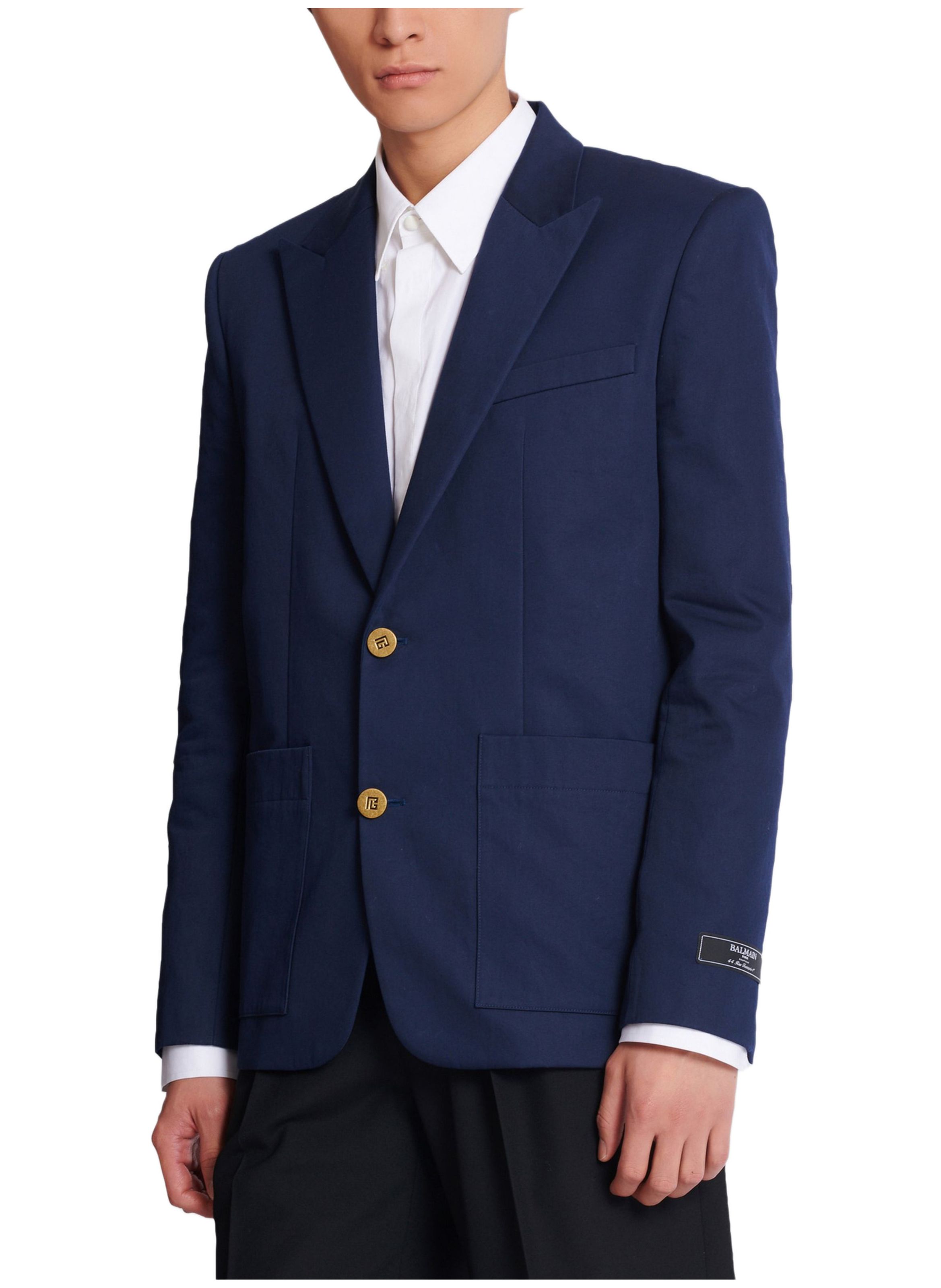 Veste 2 boutons en twill de coton BALMAIN Bleu
