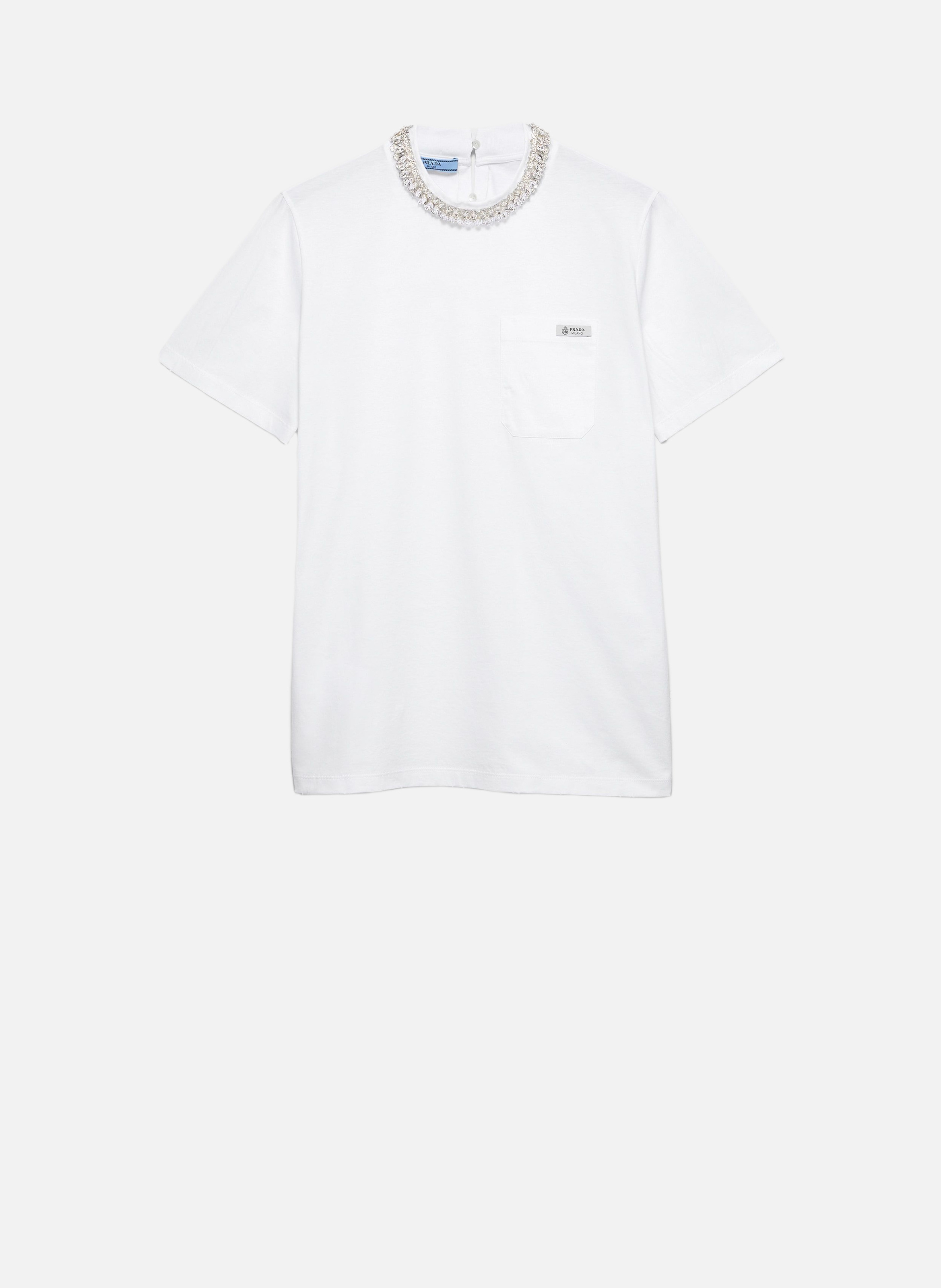T-shirt en jersey brodé PRADA Blanc