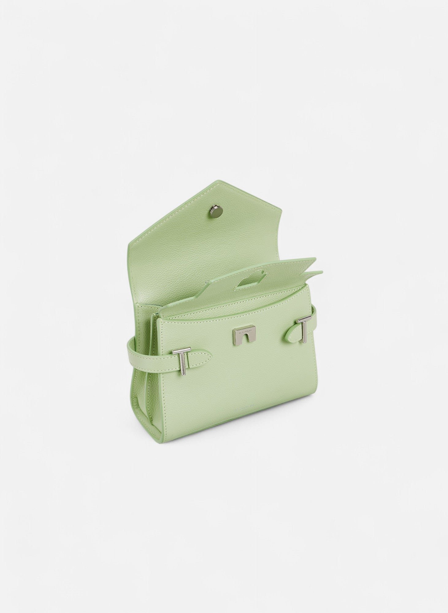 Petit sac à main double rabat emilie en cuir grainé LE TANNEUR Vert