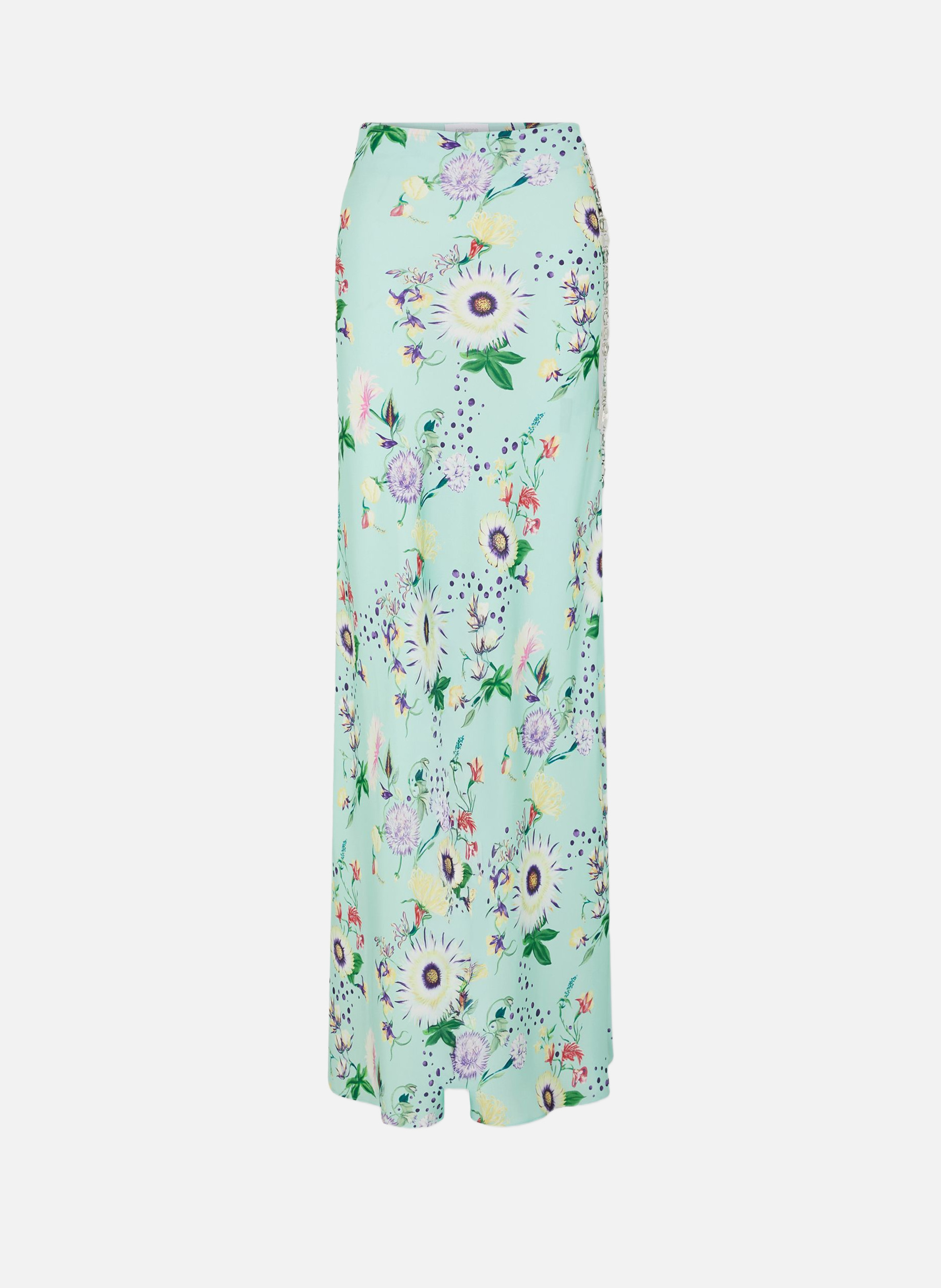 Jupe à motifs floraux avec détails chaînes RABANNE Vert