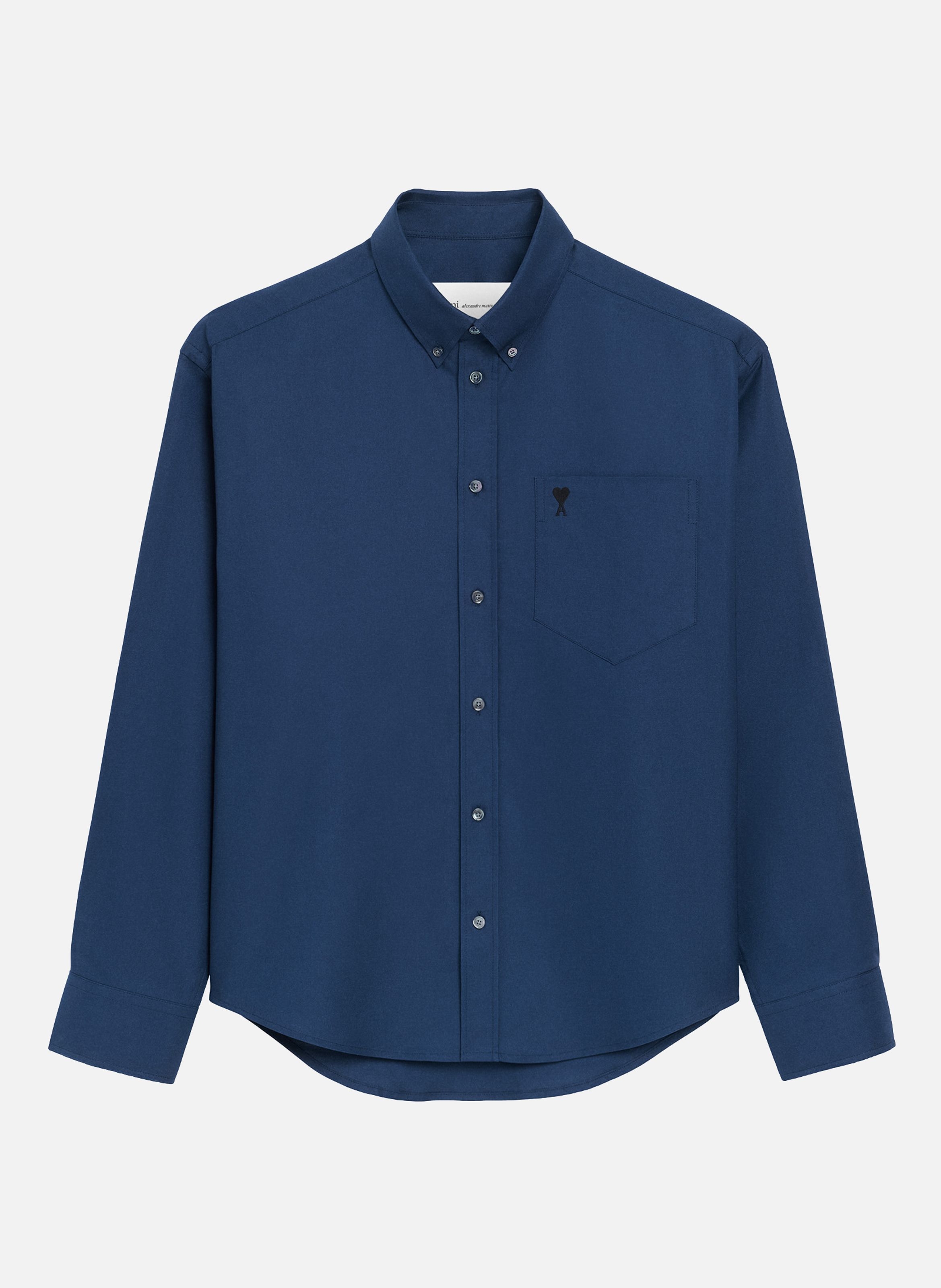 Chemise boxy ami de coeur brodé en coton AMI PARIS Bleu