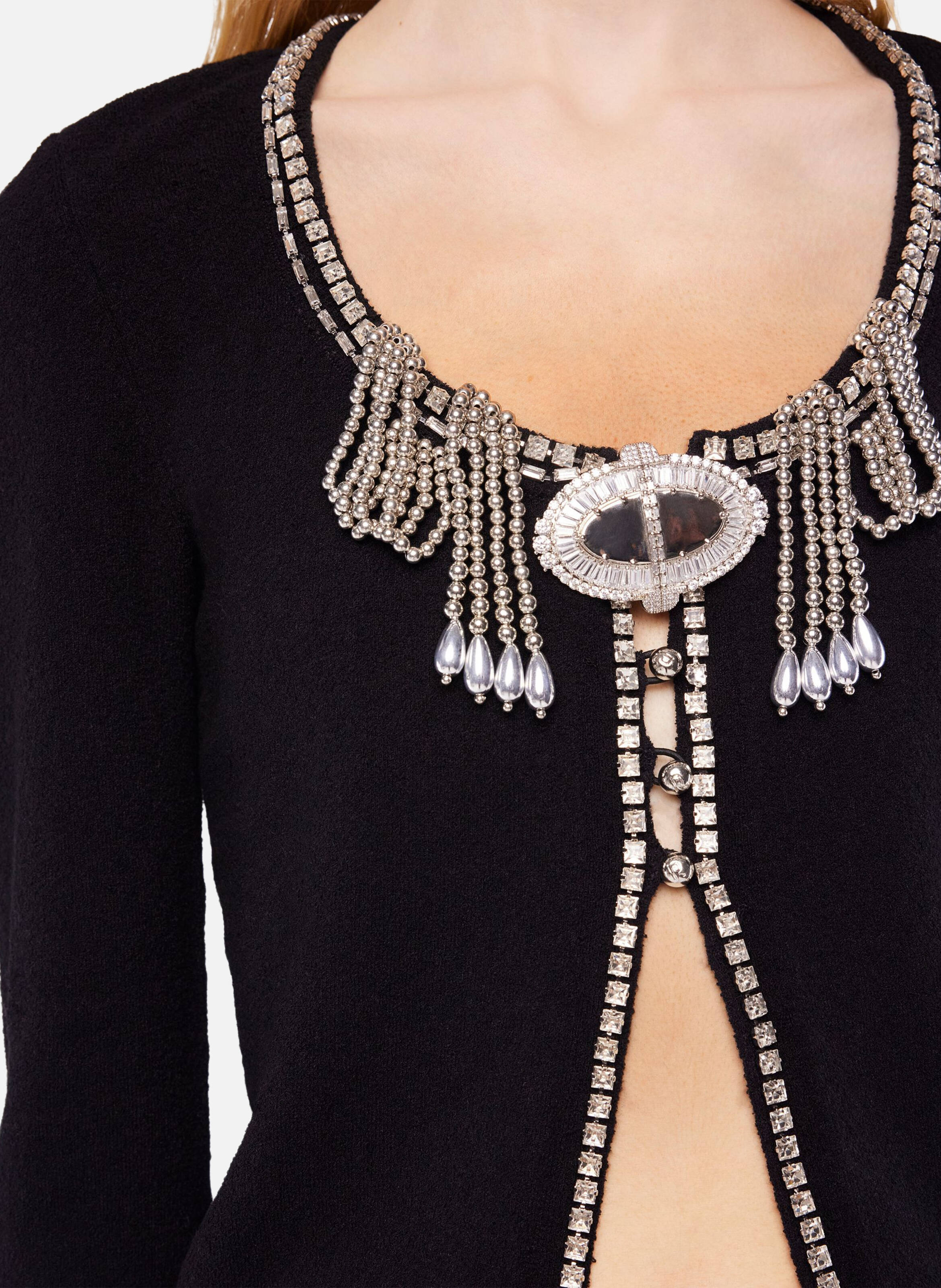 Cardigan en maille brodée RABANNE Noir