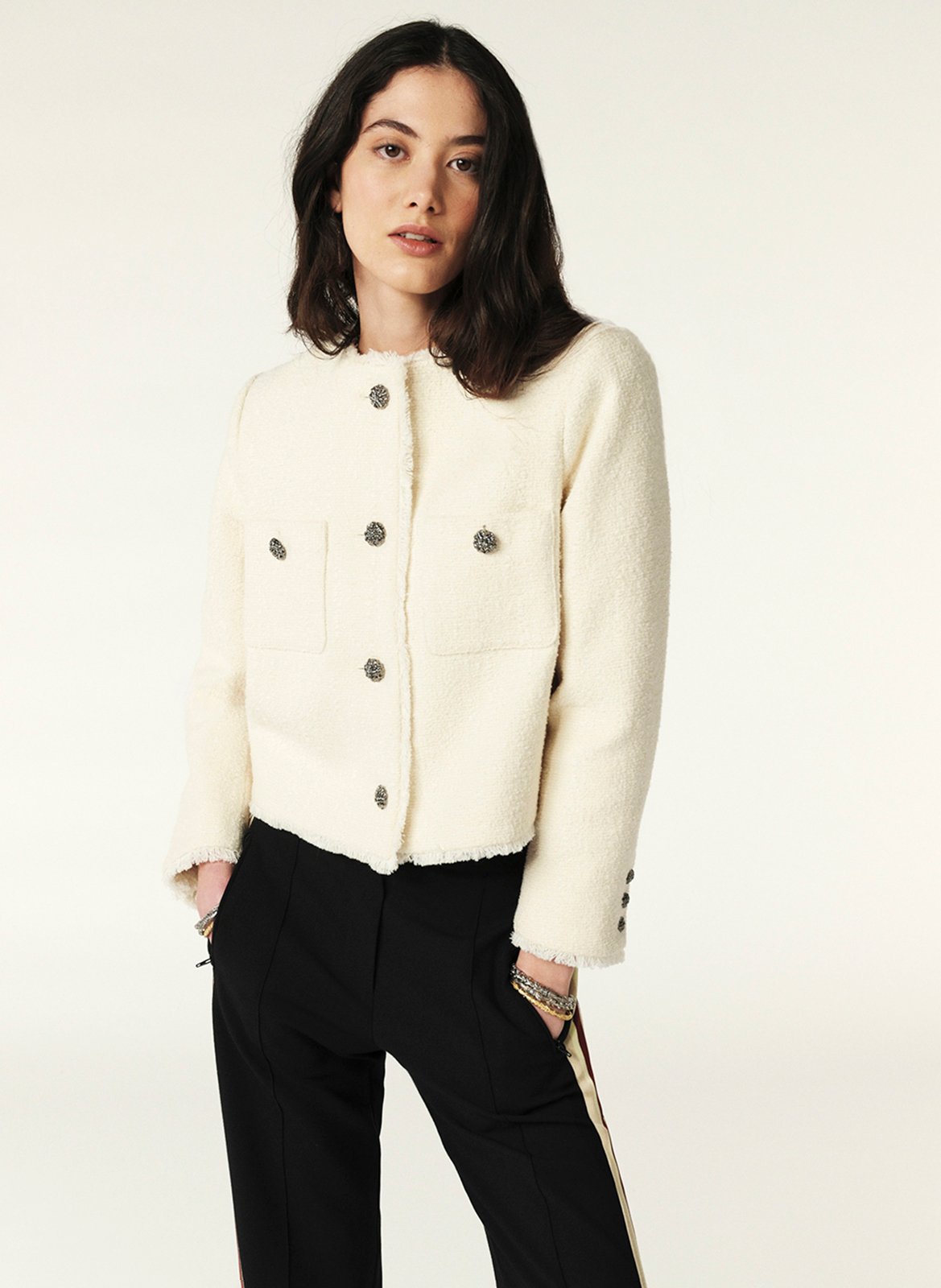 Veste courte en coton et laine mélangés mera BA&SH Beige