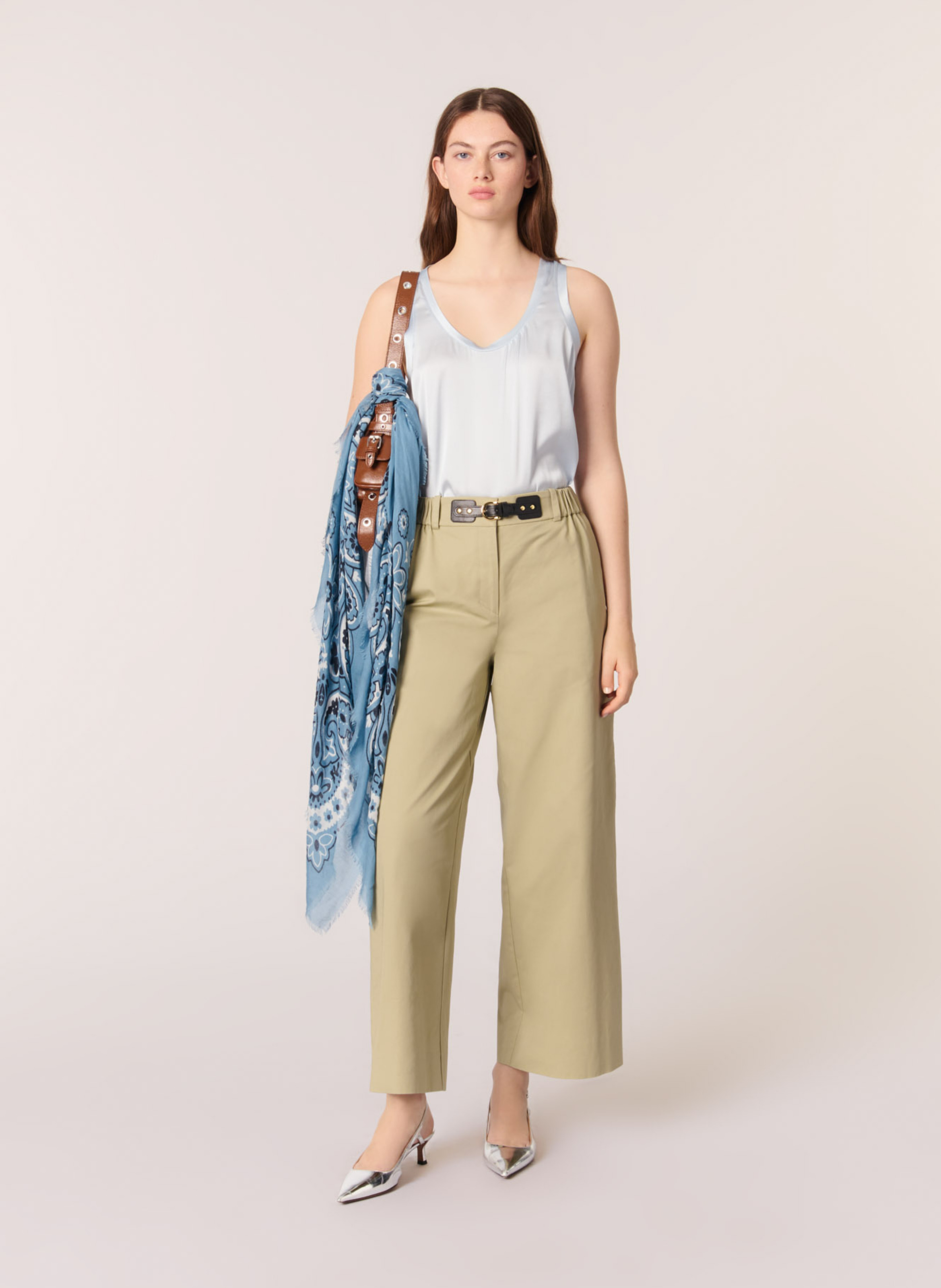 Débardeur droit en soie mélangée MAJE Bleu