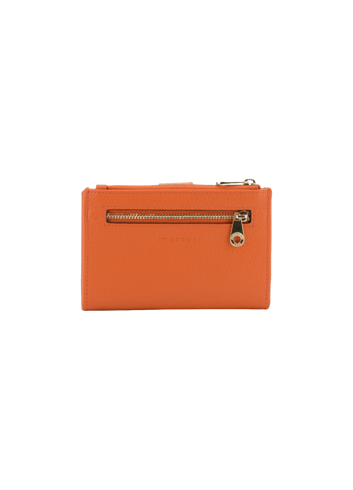 Hebdo | portefeuille compagnon gm en cuir de veau grainé POURCHET Orange