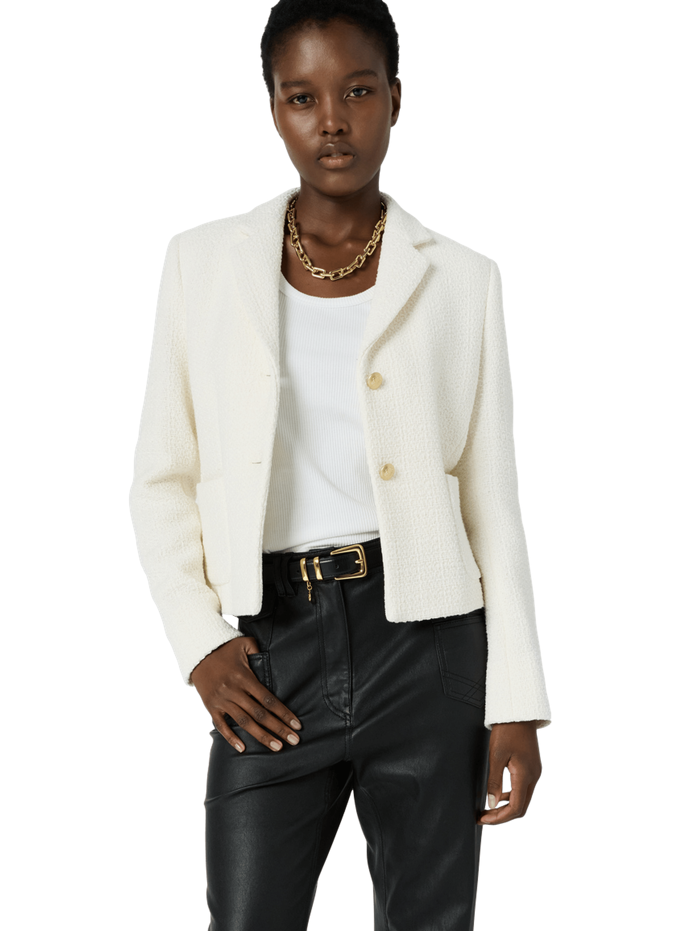 Veste de tailleur en tweed uni - tahiti GERARD DAREL Beige