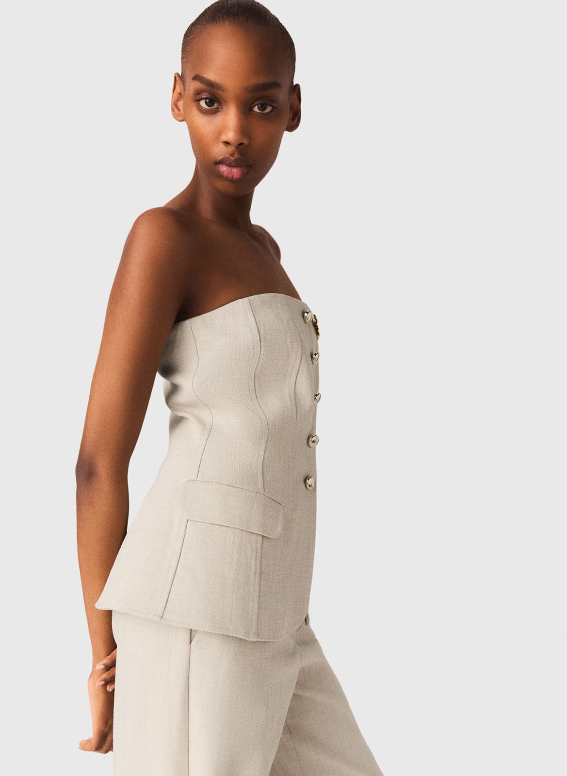 Top bustier ajusté MAJE Beige