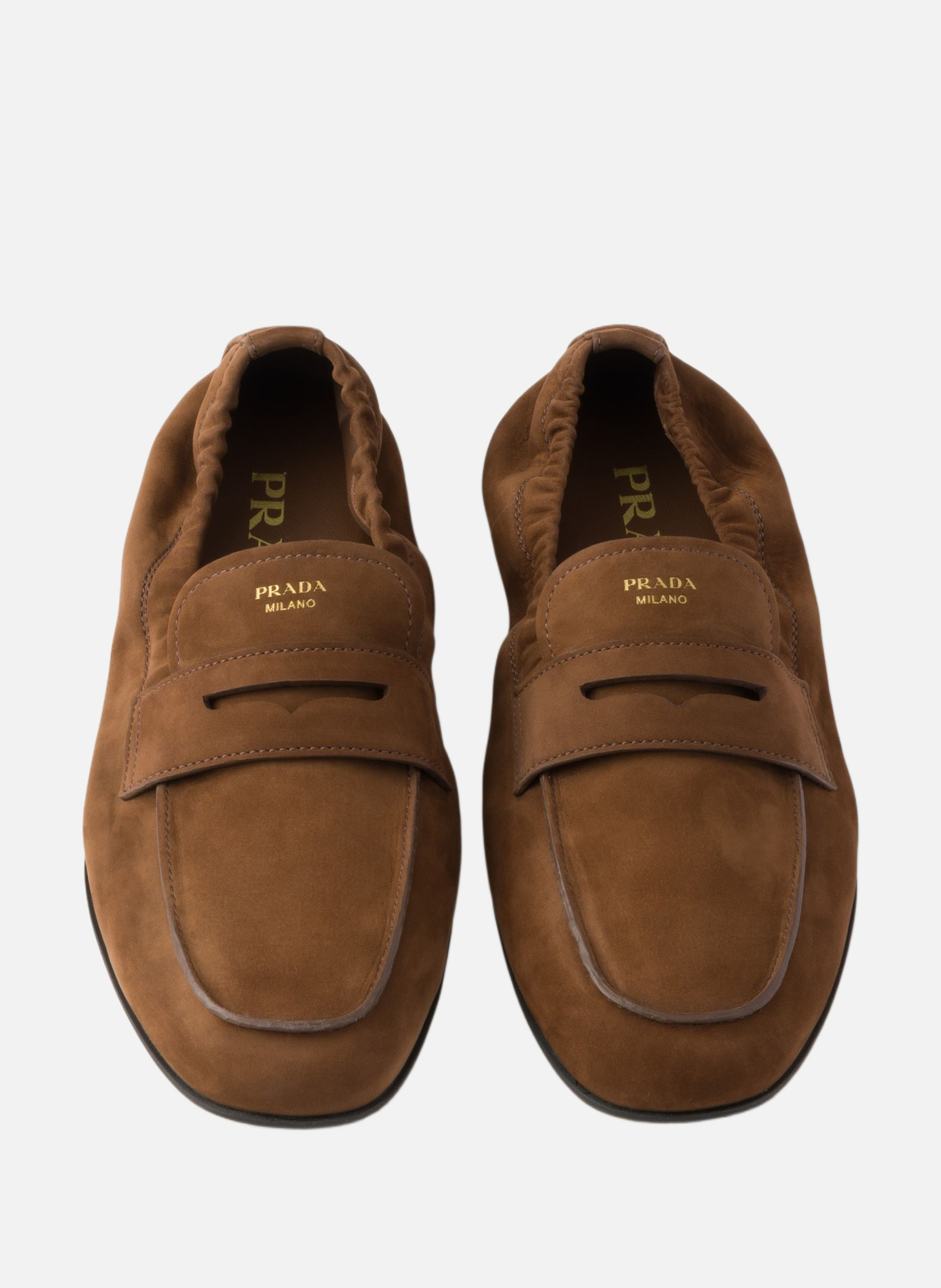 Mocassins en cuir nubuck shuffle PRADA Marron