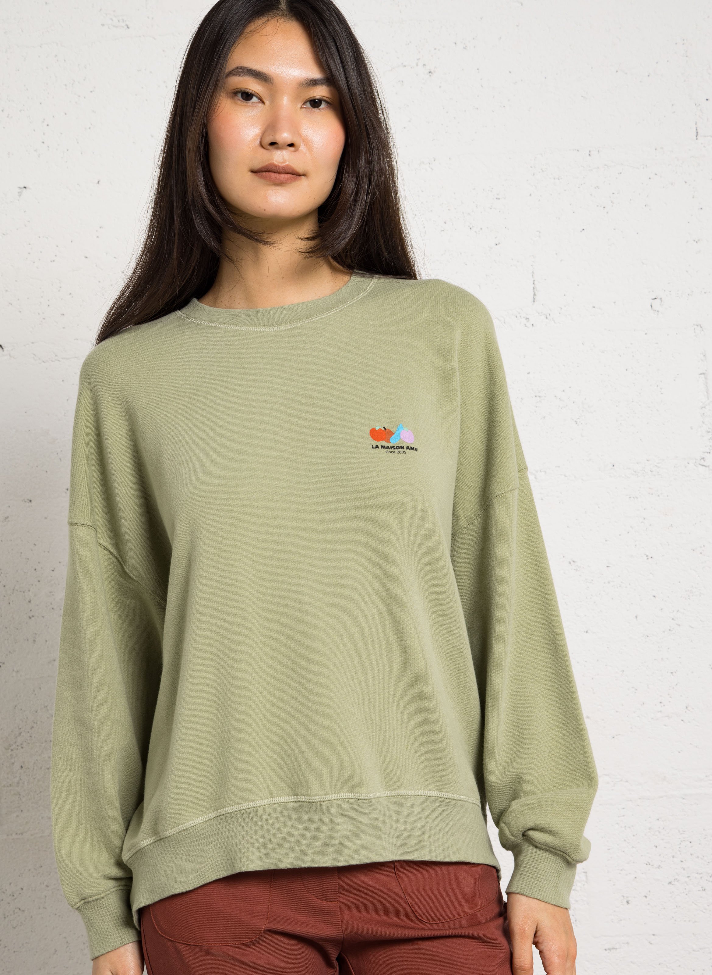 Sweat oversize col rond en coton mélangé atubay AMERICAN VINTAGE Vert