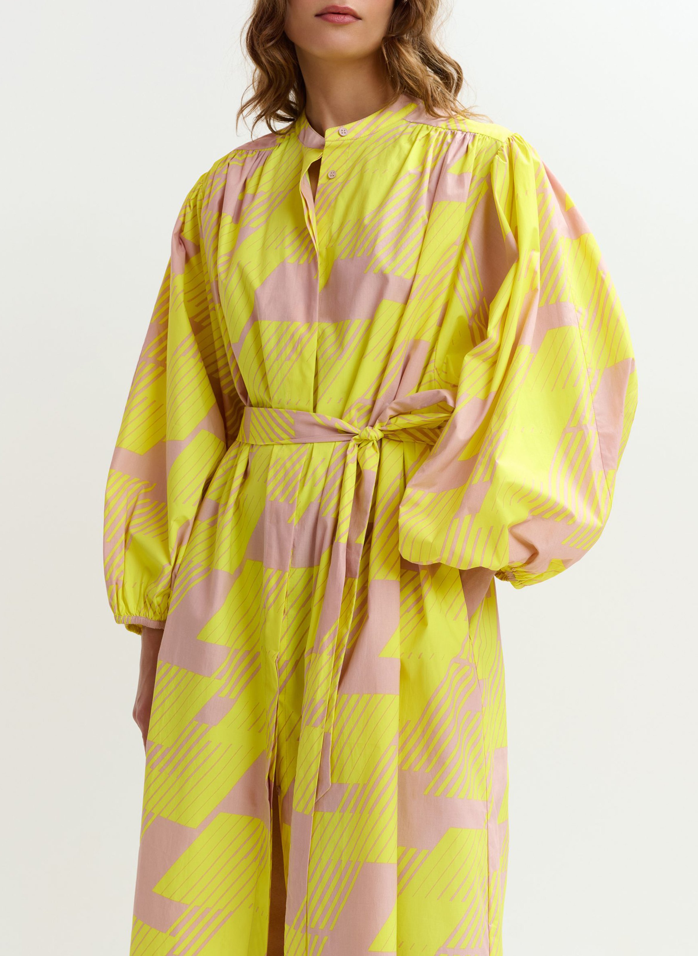 Robe midi ample col rond ceinturée jex ESSENTIEL ANTWERP Jaune