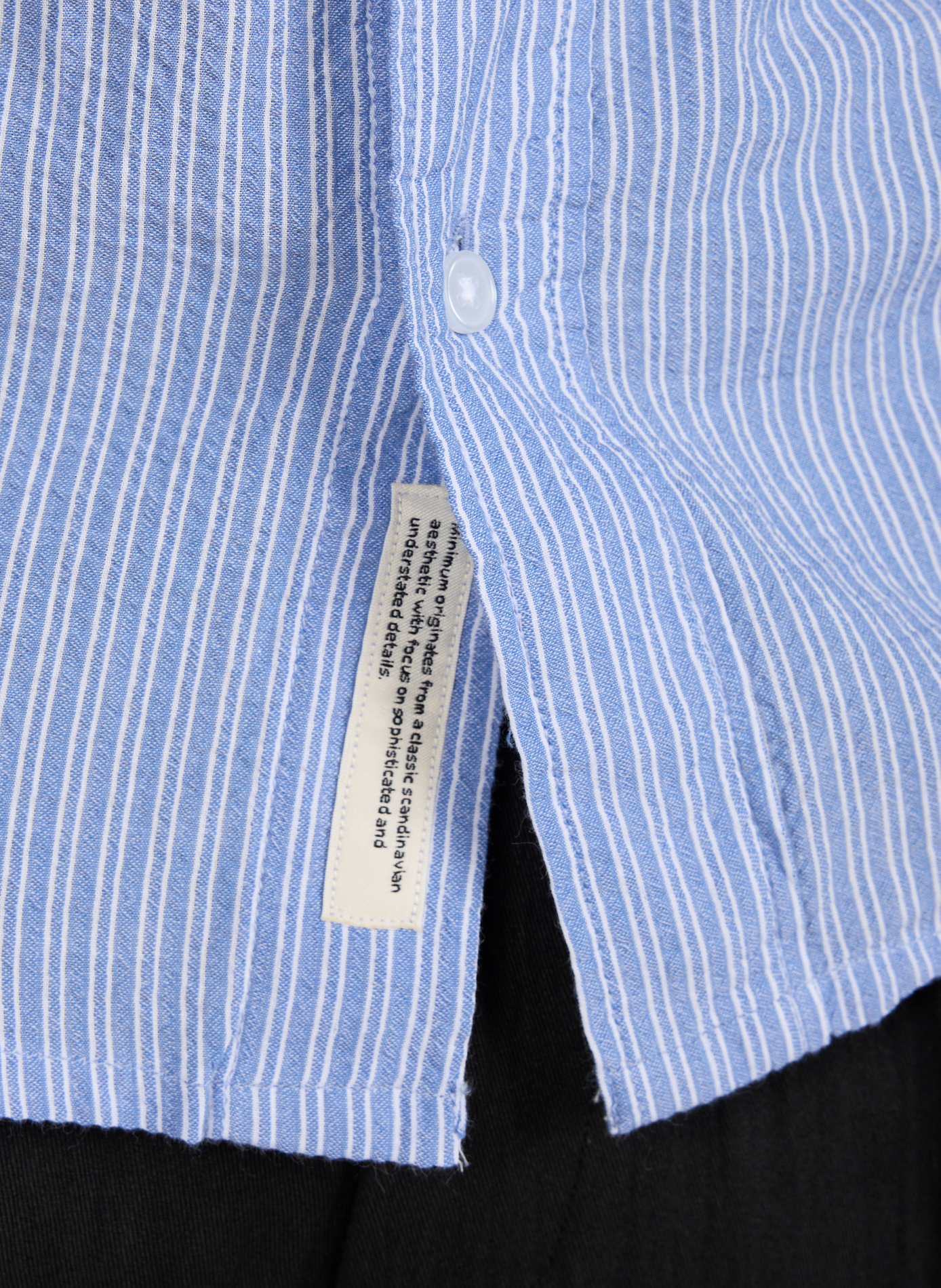 Chemise droite rayée en coton MINIMUM Bleu