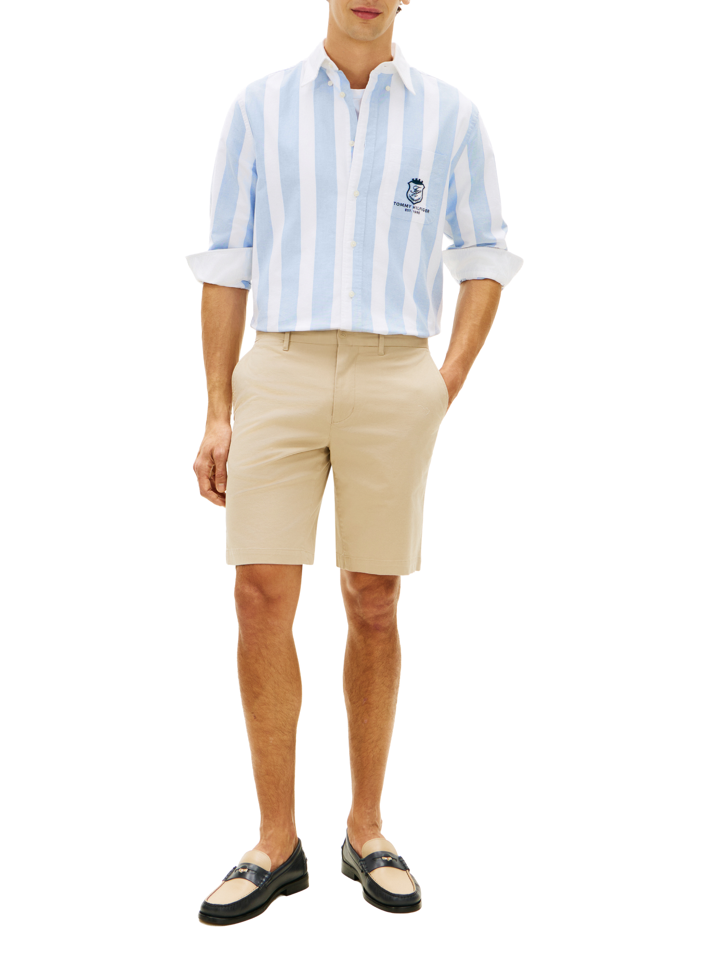Chino Bermuda with logo in blended cotton TOMMY HILFIGER Beige