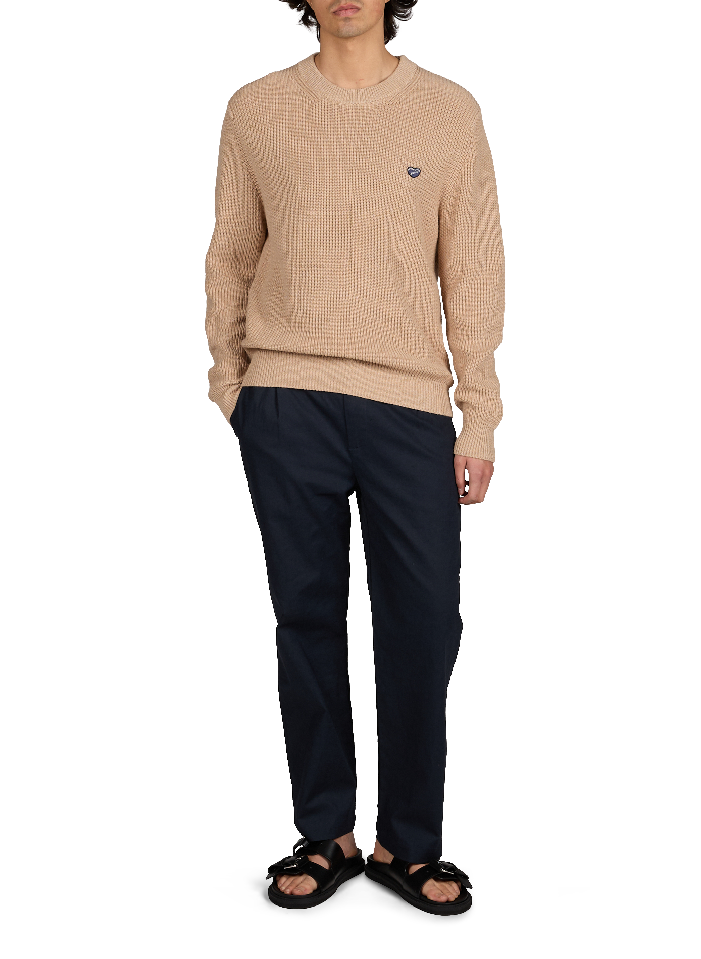 Pull Grancey patch coeur en coton MAISON LABICHE Beige