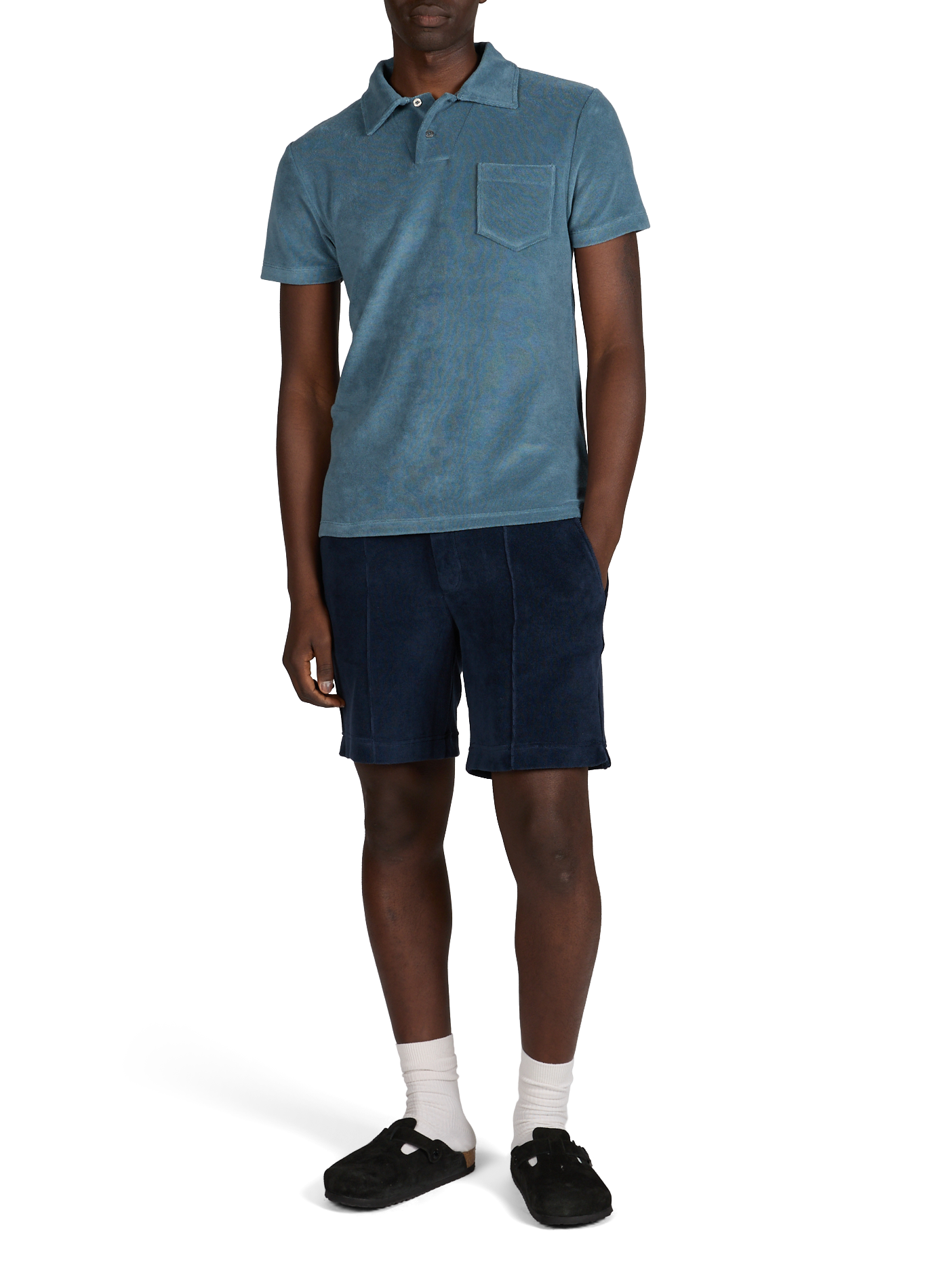 Short éponge en coton mélangé AURELIEN Bleu