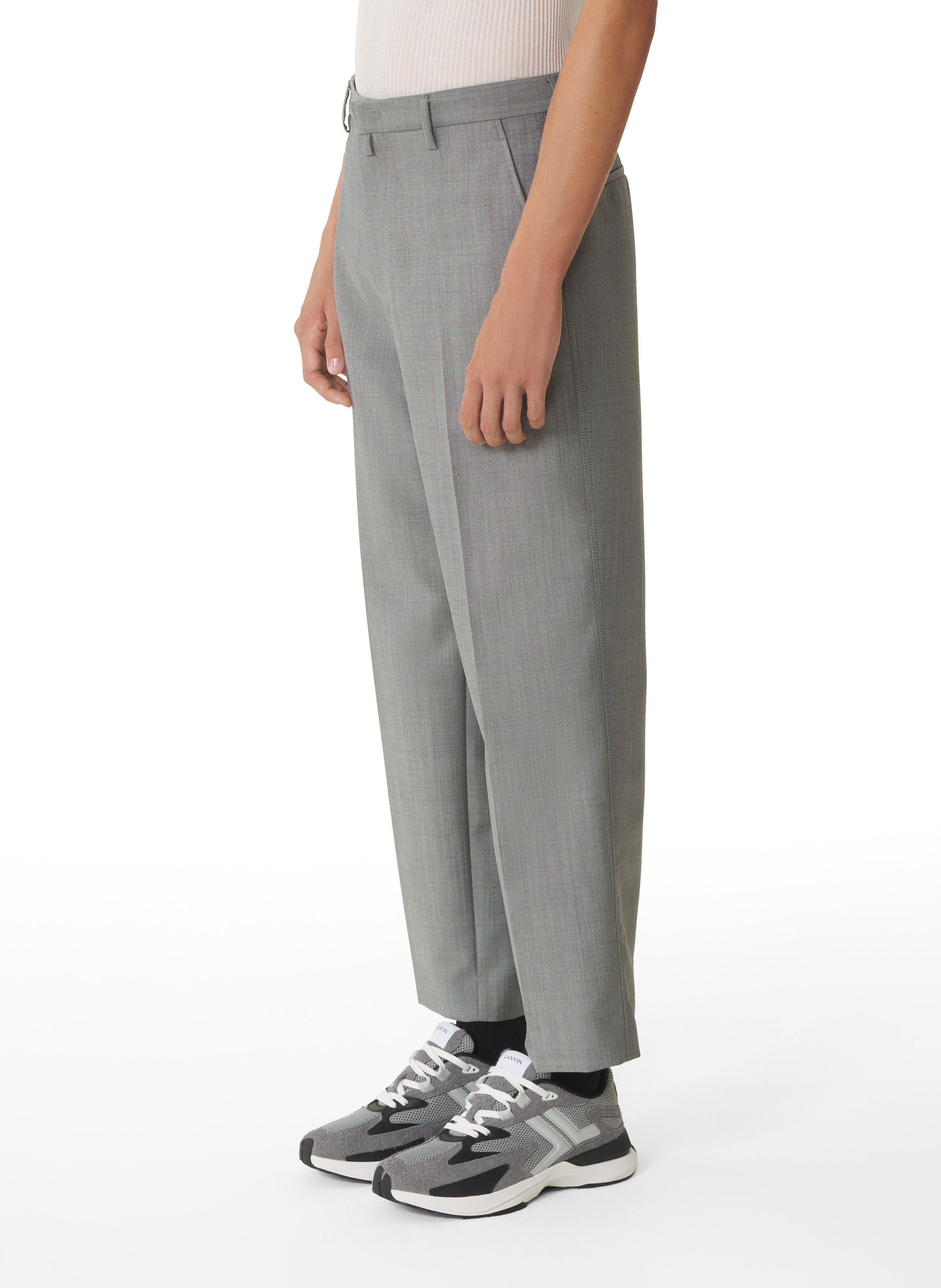 Pantalon droit en laine mohair LANVIN Gris