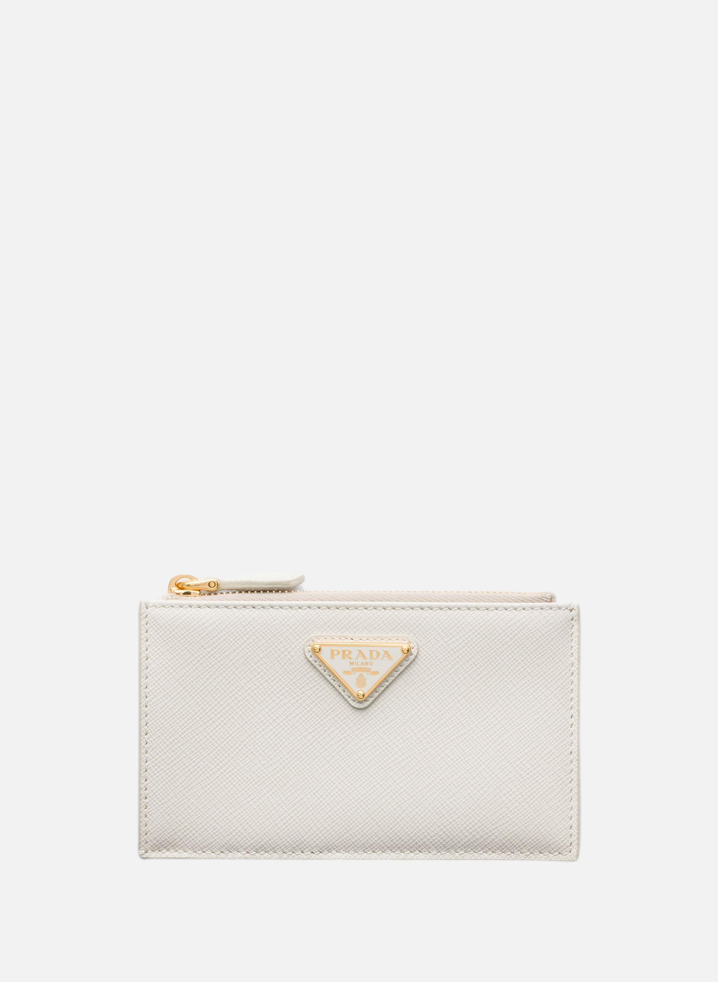 Porte-cartes en cuir saffiano PRADA Beige