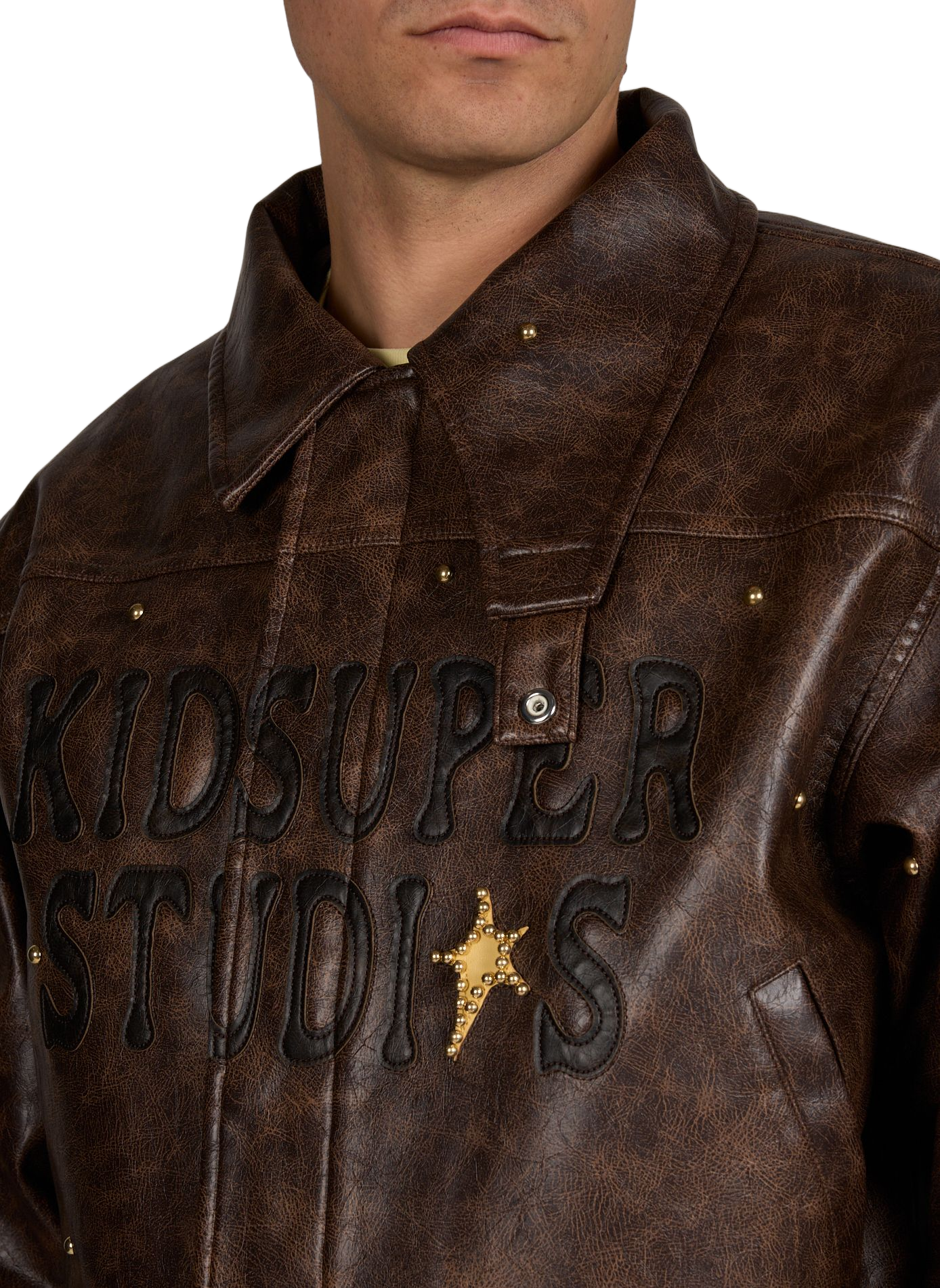 Bomber con parches de patchwork delantero y trasero. KIDSUPER Marrón