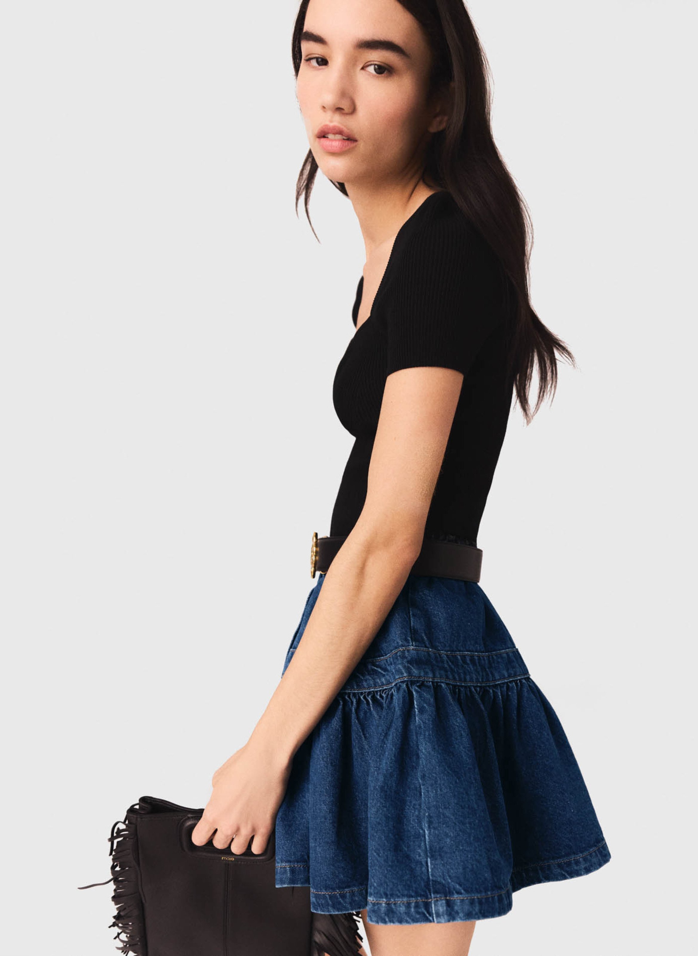 Top moulant en maille MAJE Noir