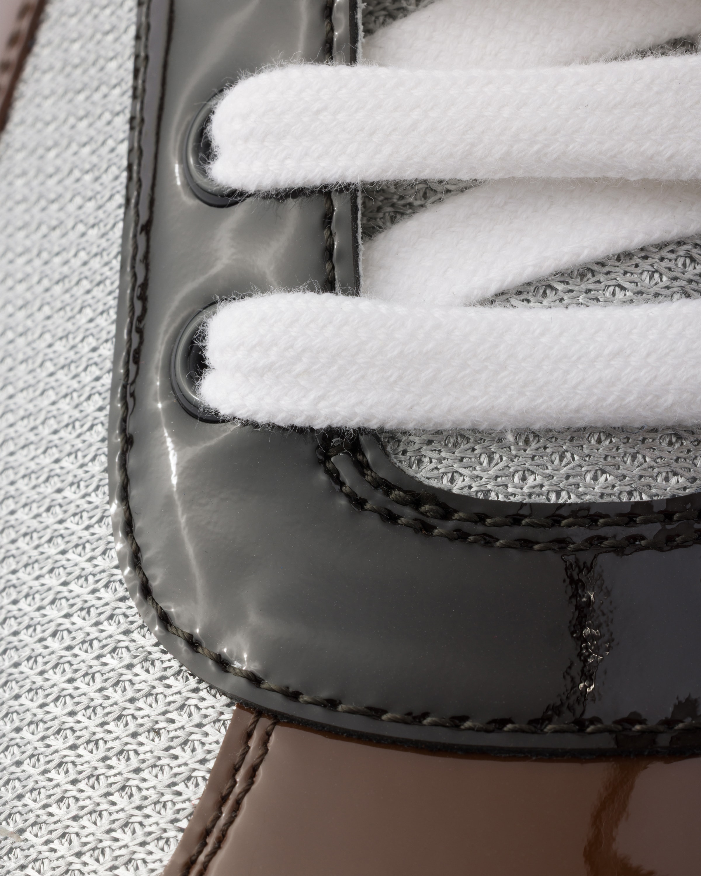 Sneakers prada america’s cup en cuir verni et tiss PRADA Marron