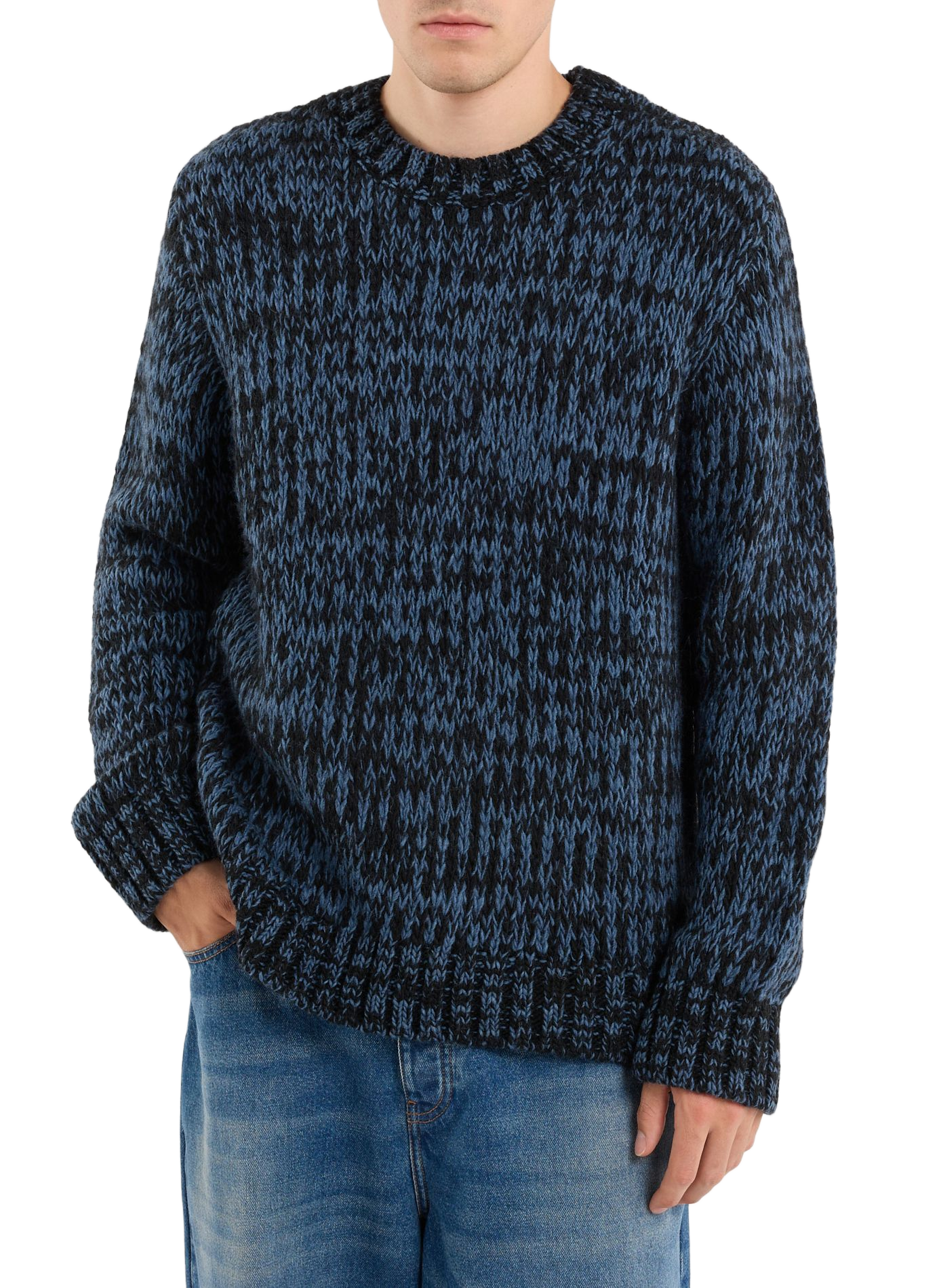 Gailey round neck sweater in mottled knit SAISON 1865 Blue