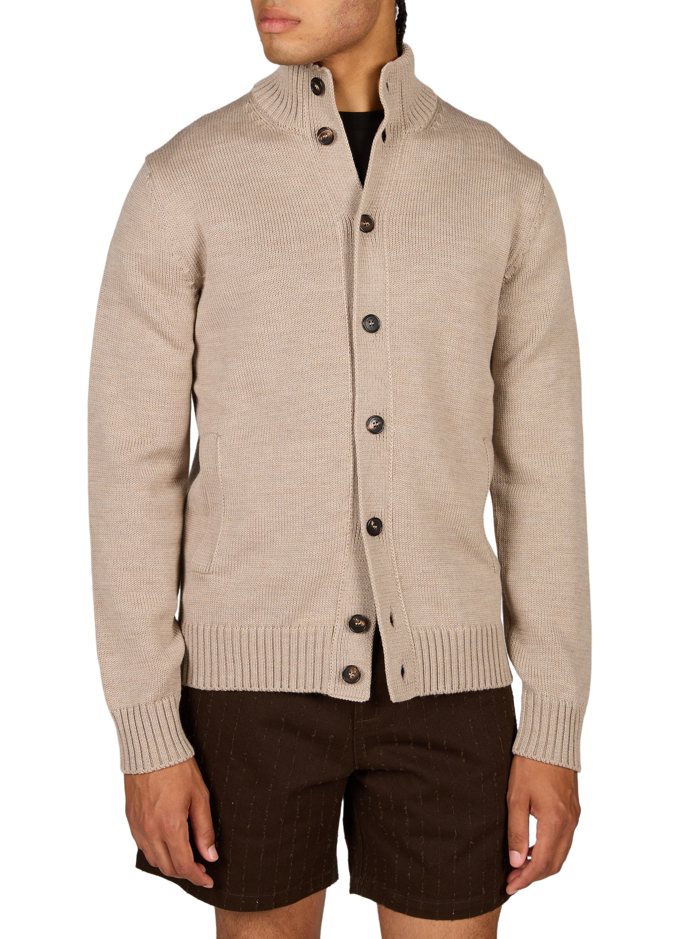 Wool high-neck cardigan SLOWEAR Beige