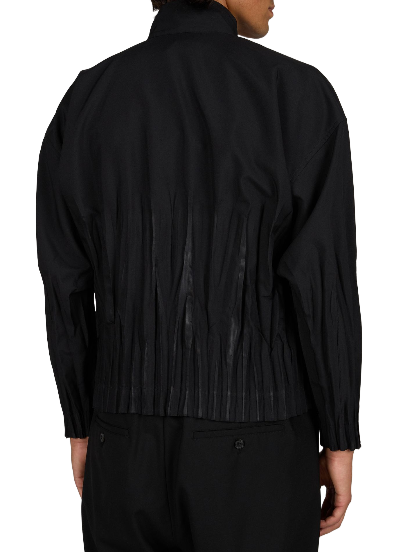 Fitted pleated solid color jacket ISSEY MIYAKE Black