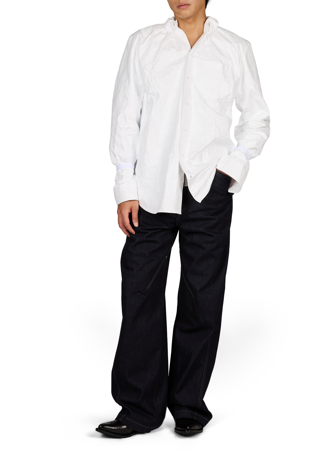 Straight shirt in textured technical fabric ALAINPAUL White